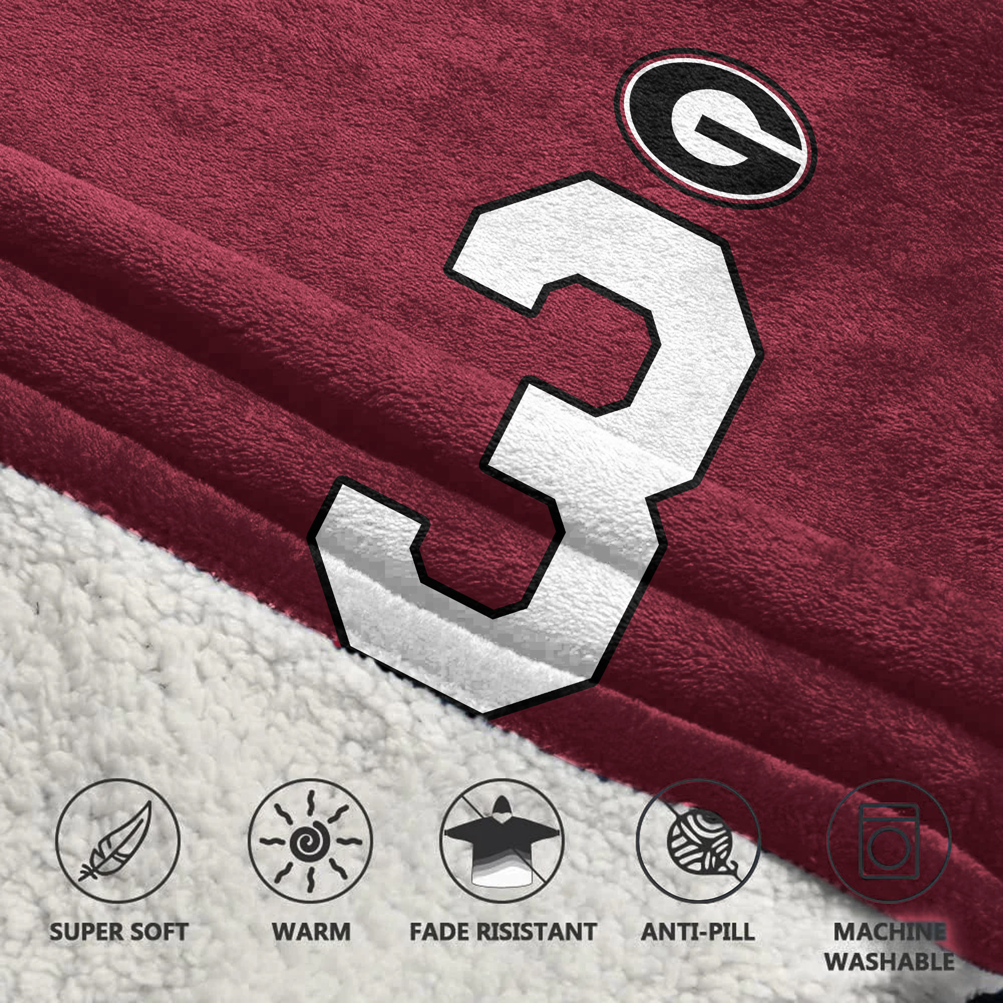 Adult 3 Georgia Football Unisex Blanket Hoodie