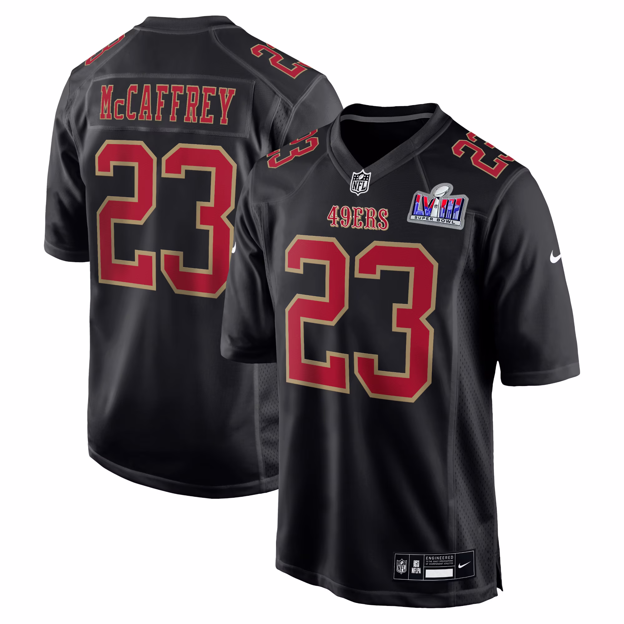 Christian McCaffrey San Francisco 49ers  2023 Super Bowl LVIII Carbon Fashion Game Player Jersey - Black