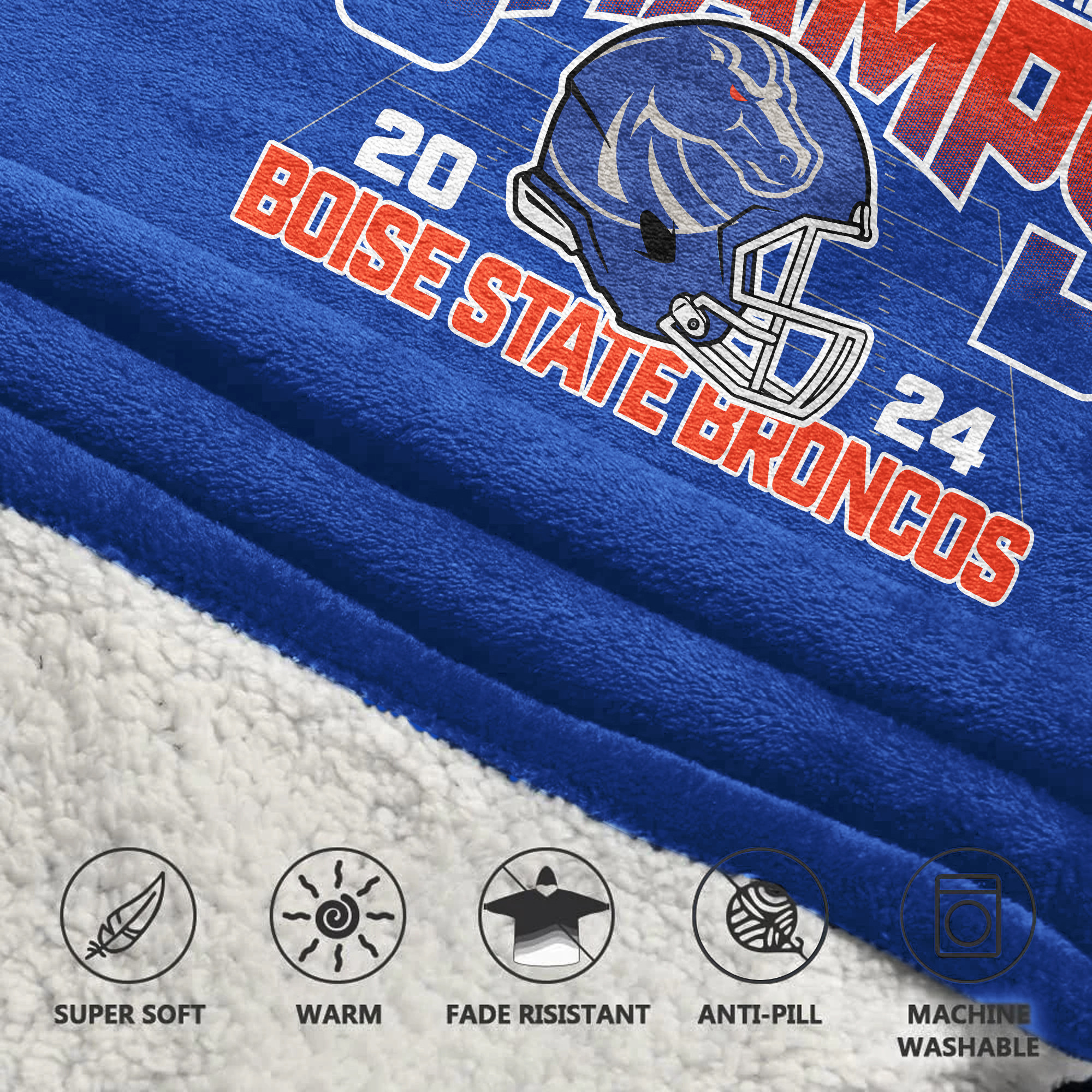 Adult Boise State Football Unisex Blanket Hoodie
