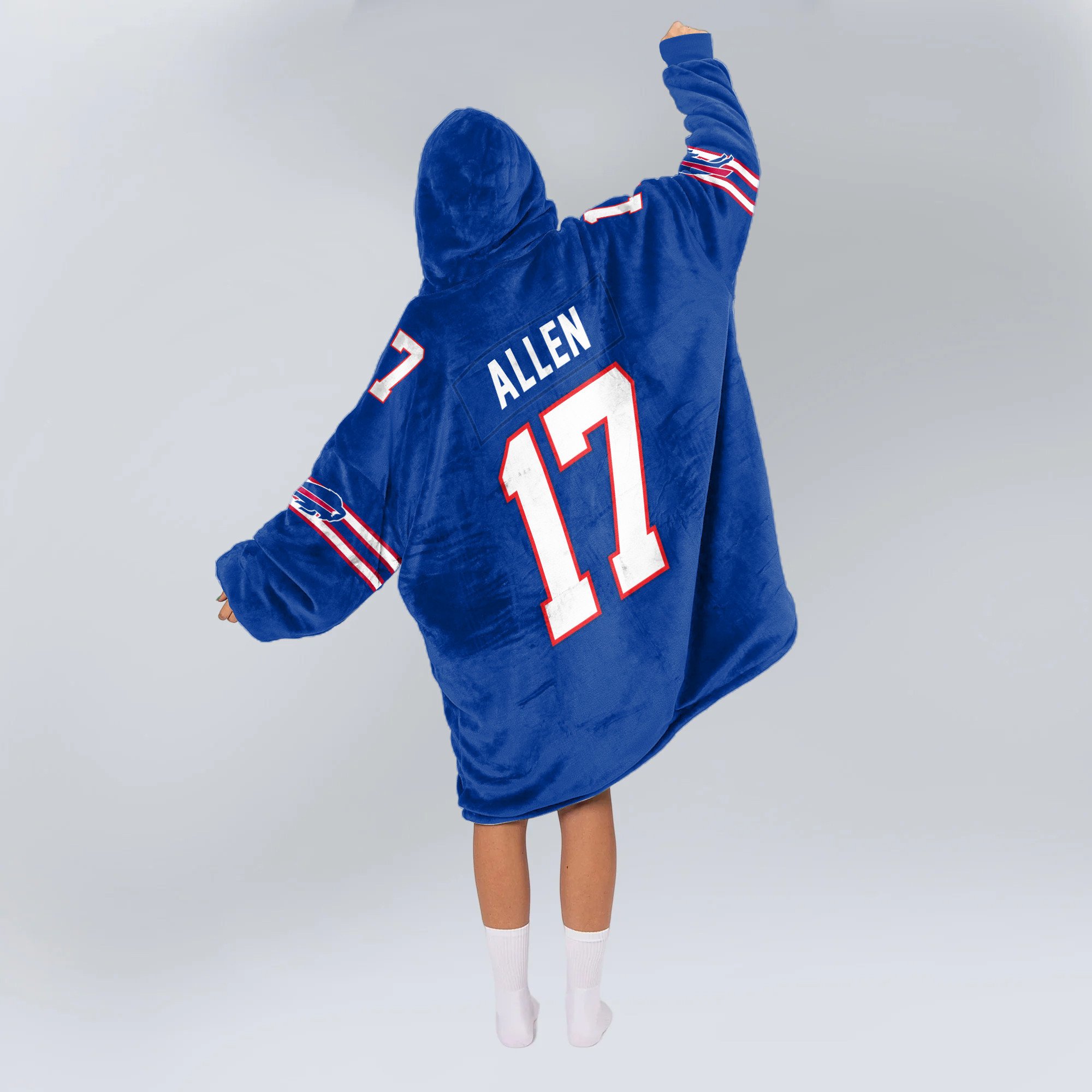 Adult 17 Buffalo Football Unisex Blanket Hoodie