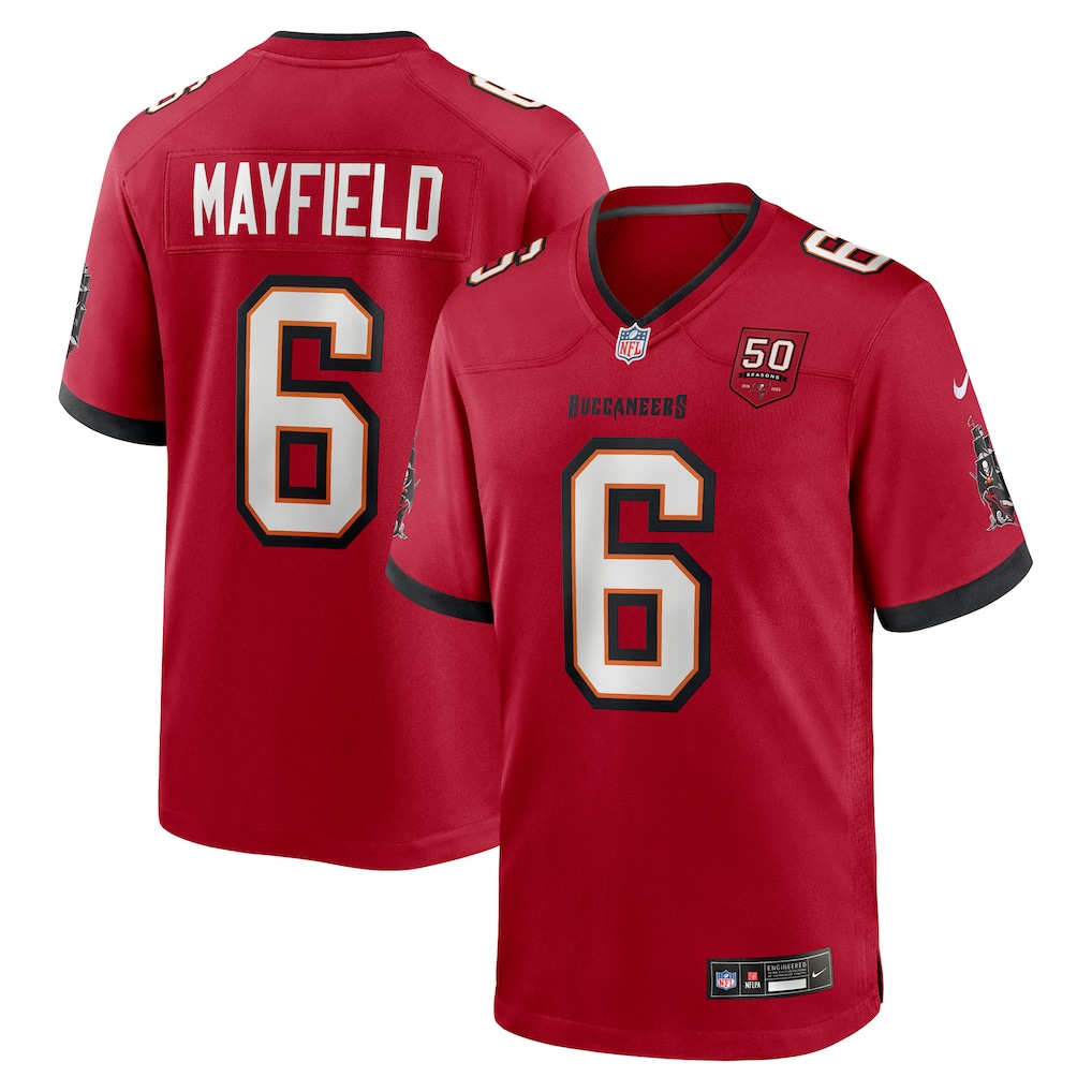 Baker Mayfield #6 Tampa Bay Buccaneers 50th Season Team Game Jersey - Red