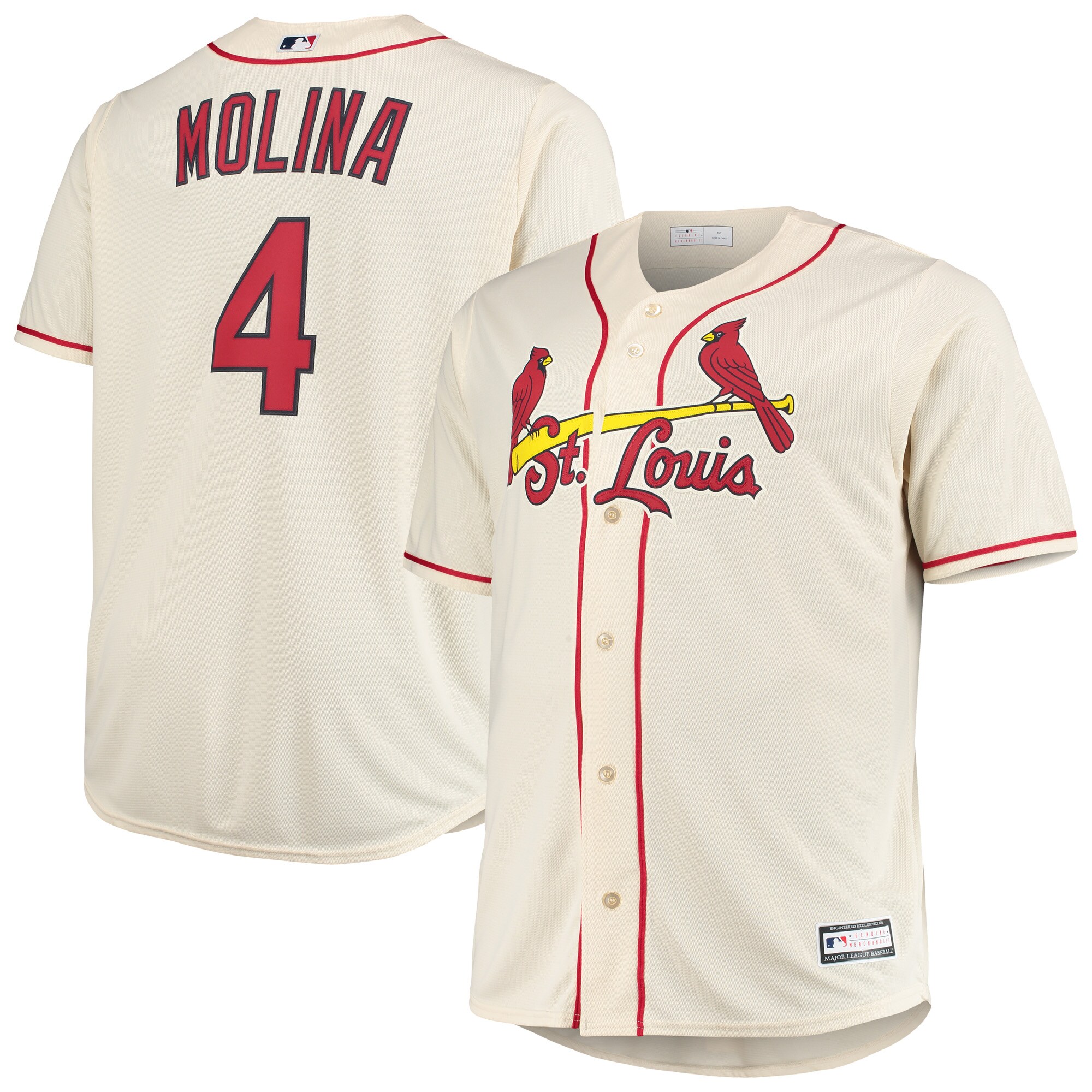Yadier Molina St.Louis Cardinals Big & Tall Replica Player Jersey - Cream
