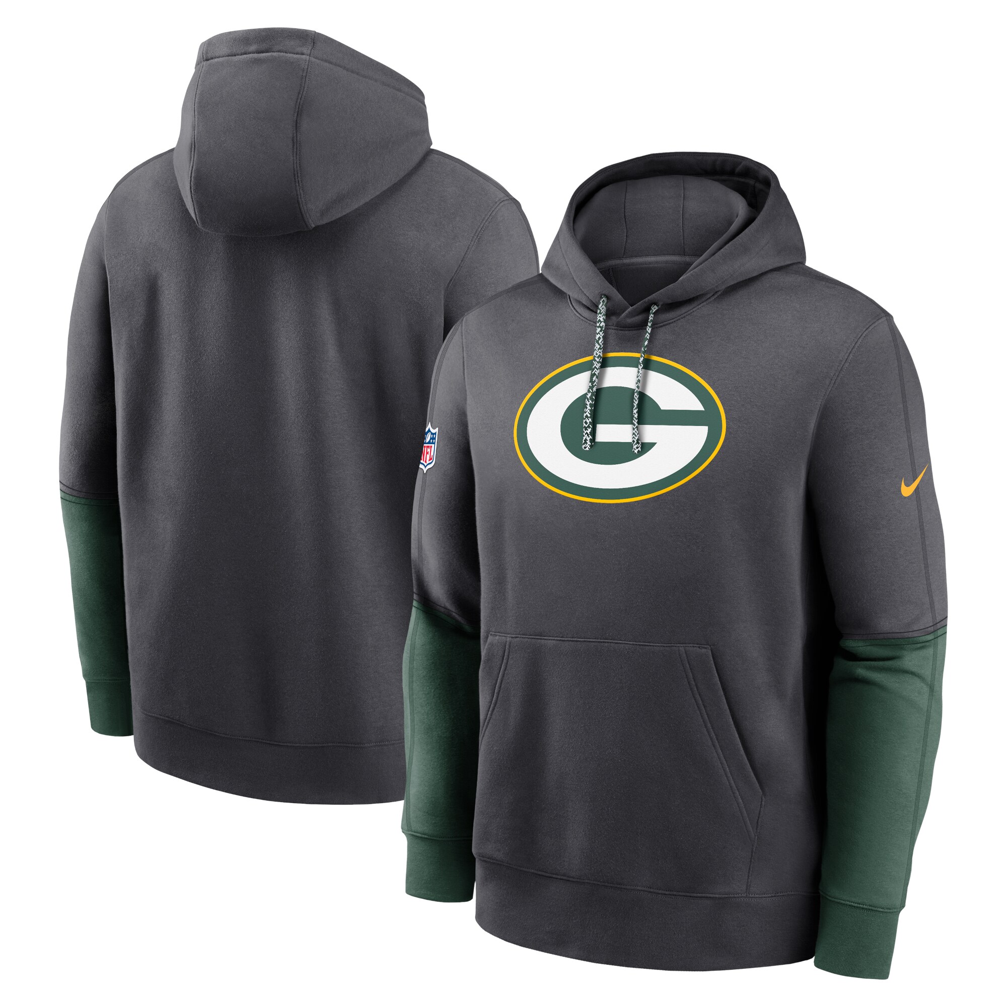 Green Bay Packers 2024 Sideline Club Pullover Hoodie - Anthracite