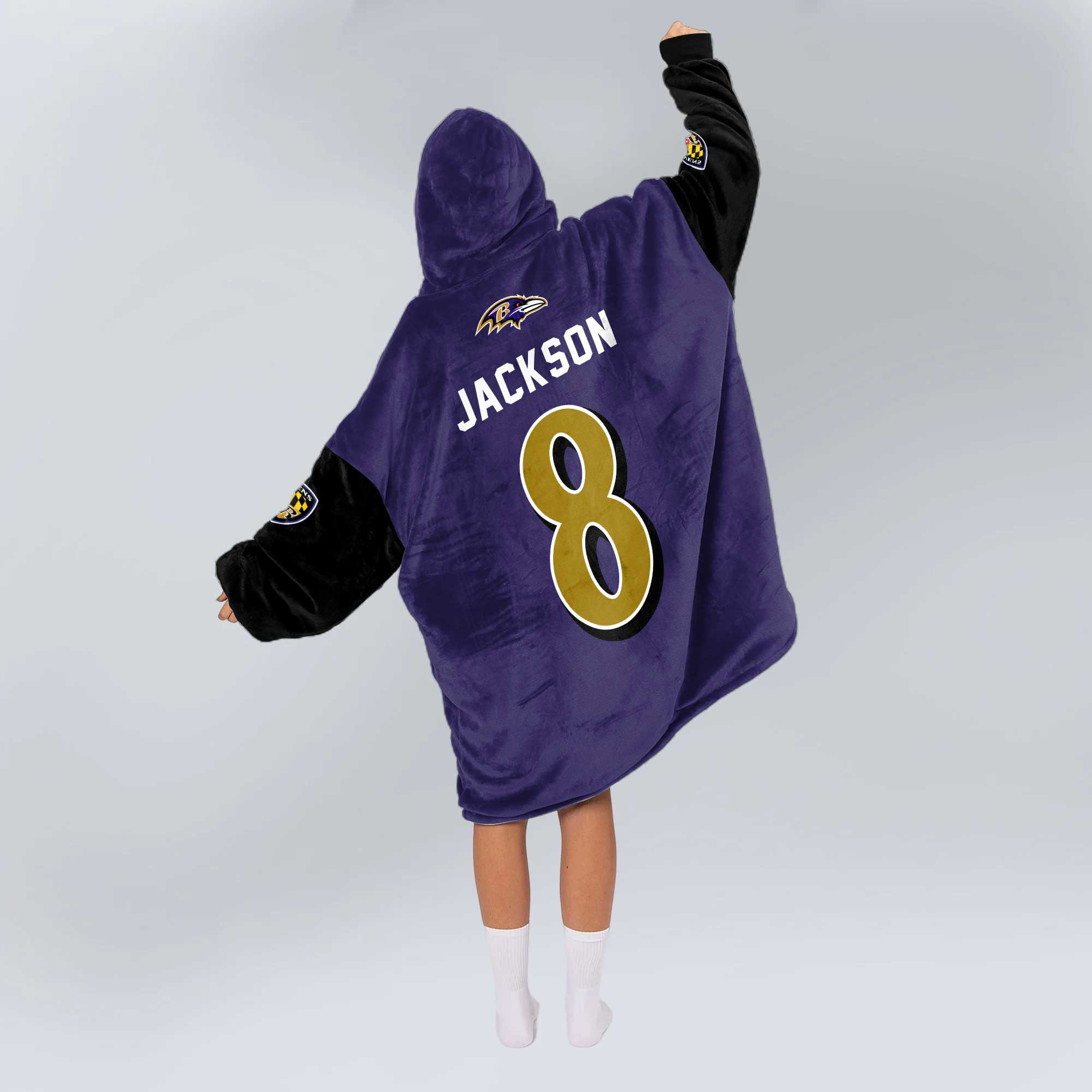 Adult 8 Baltimore Football Unisex Blanket Hoodie