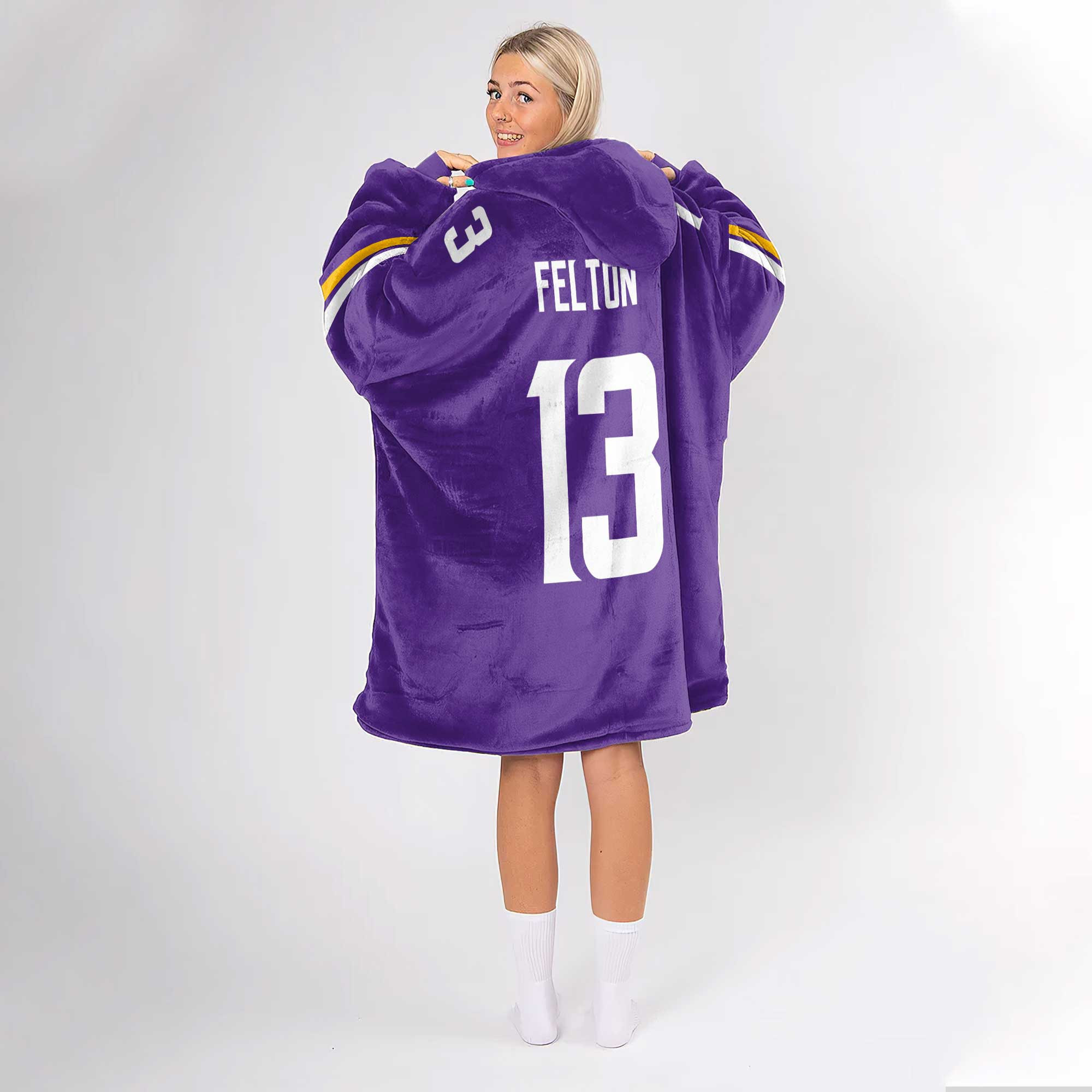 Adult 13 Minnesota Football Unisex Blanket Hoodie