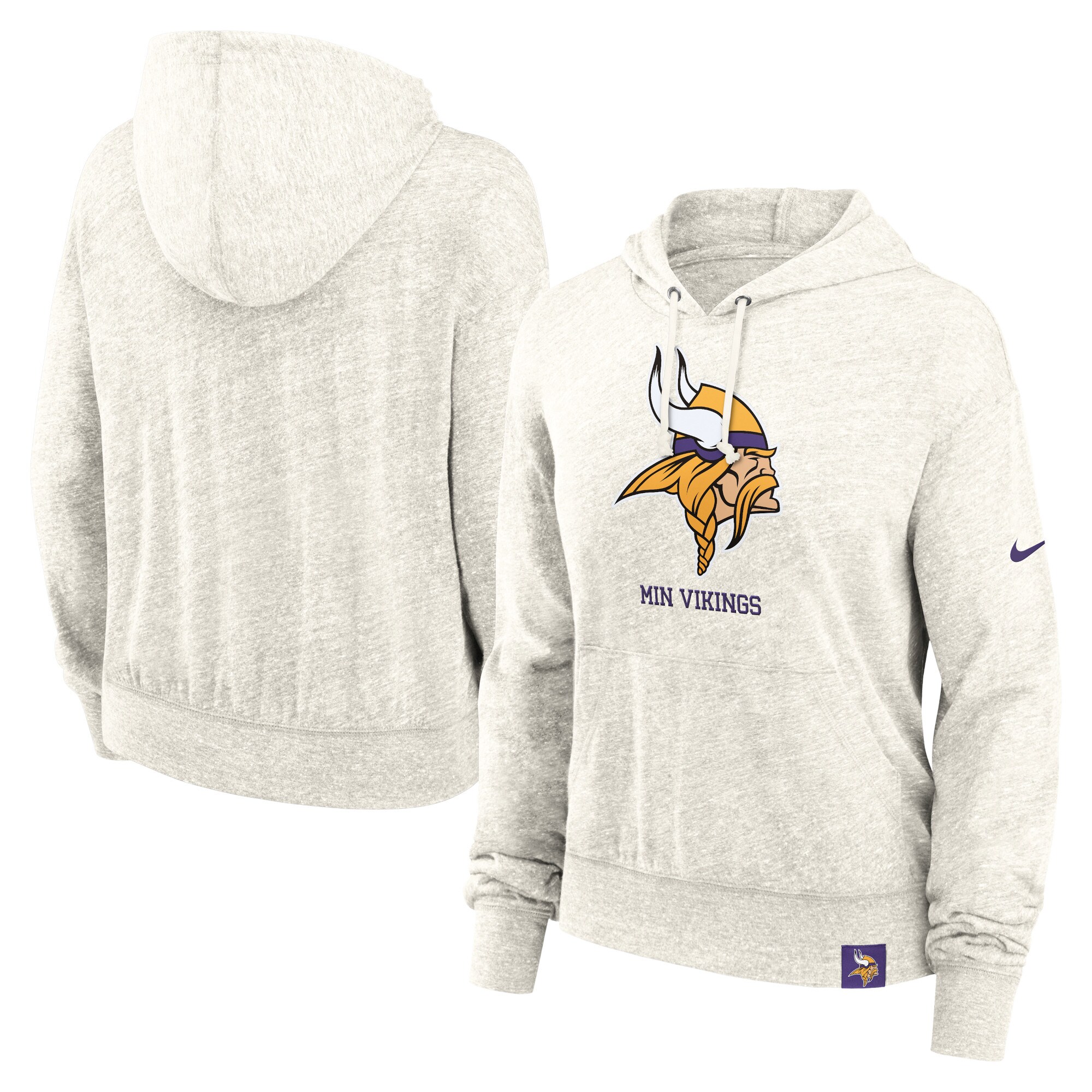 Minnesota Vikings Women's Gym Vintage Logo Pullover Hoodie - Cream