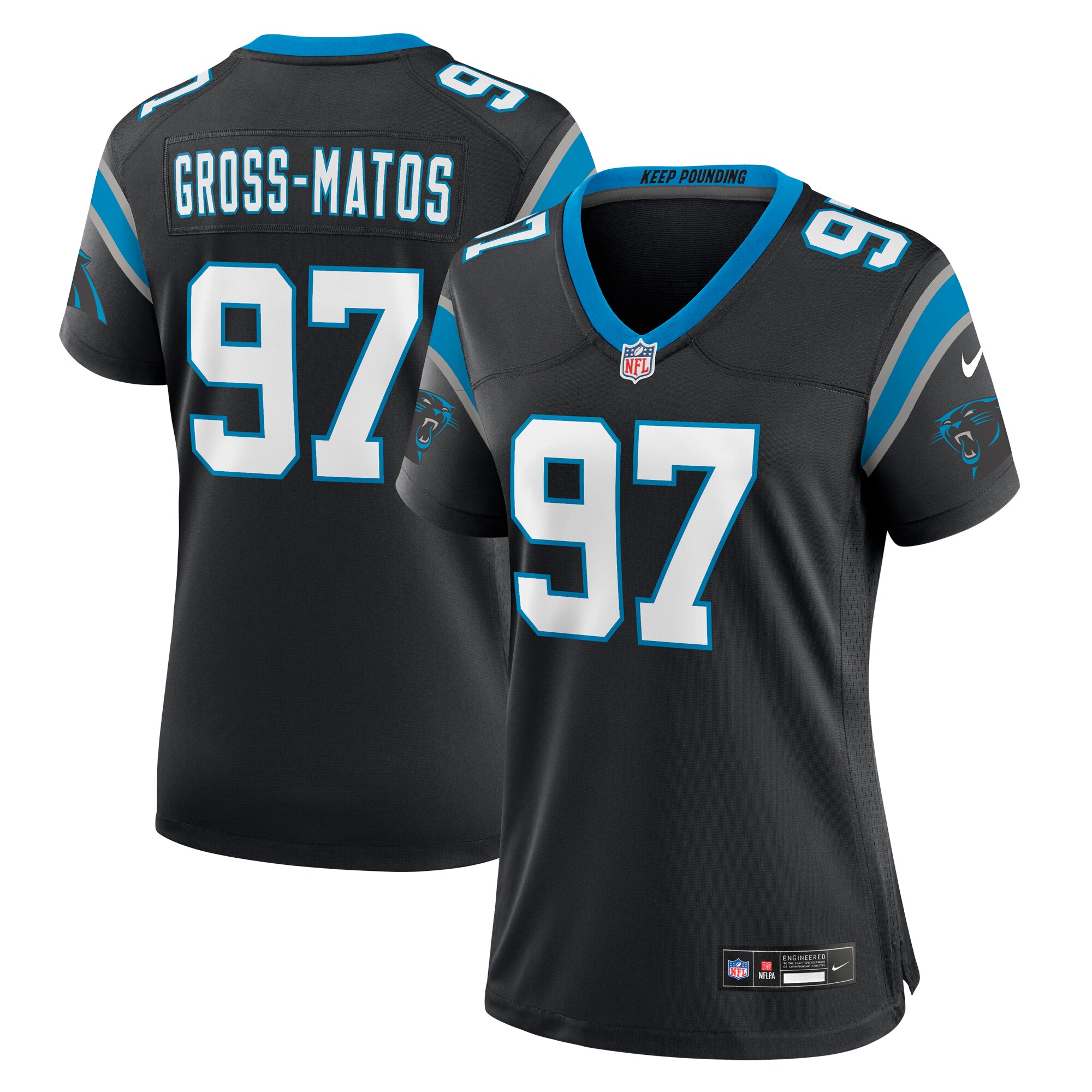 Yetur Gross-Matos Carolina Panthers  Women's Team Game Jersey - Black