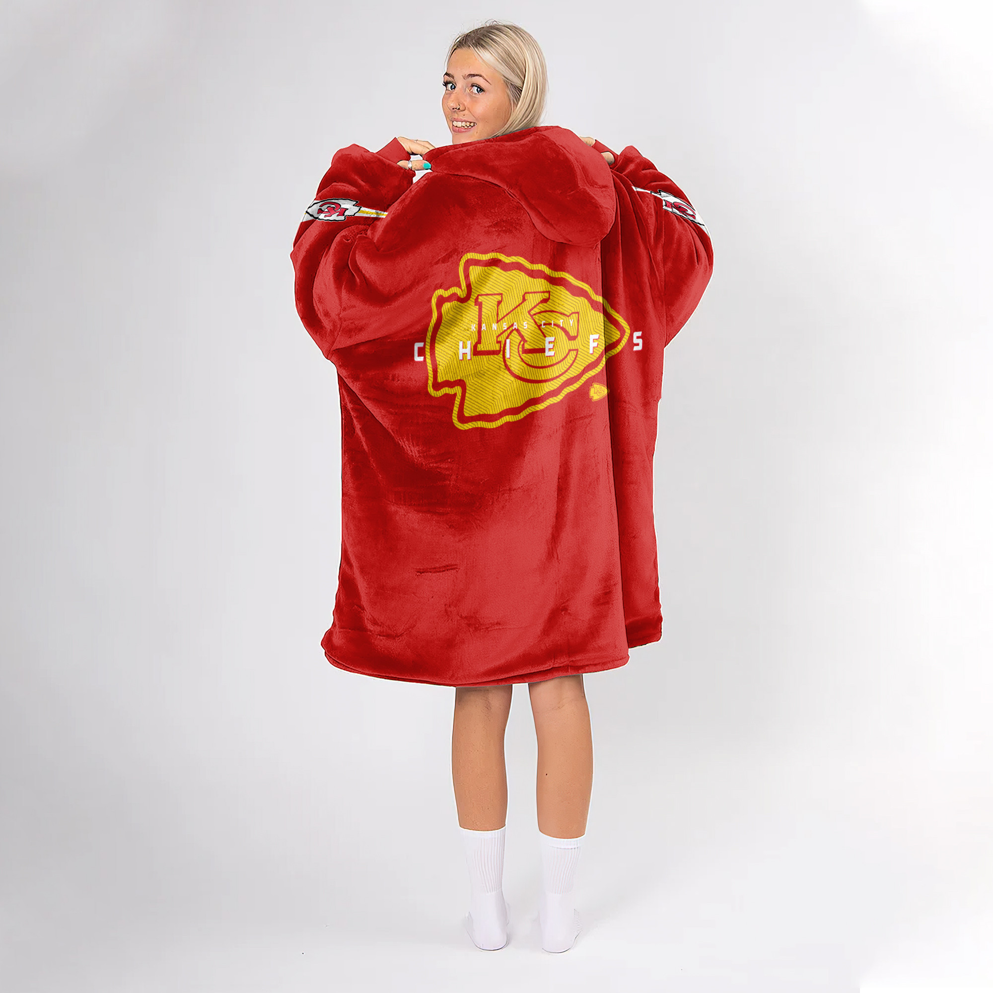 Adult Ready To Roll Kansas City Football Unisex Blanket Hoodie