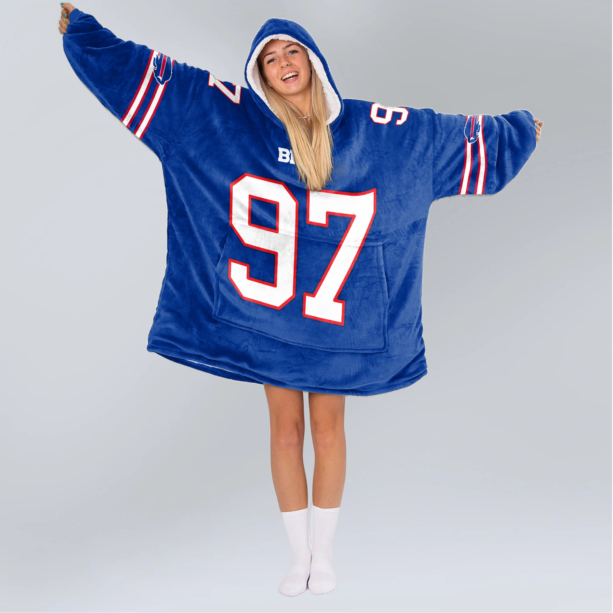 Adult 97 Buffalo Football Unisex Blanket Hoodie
