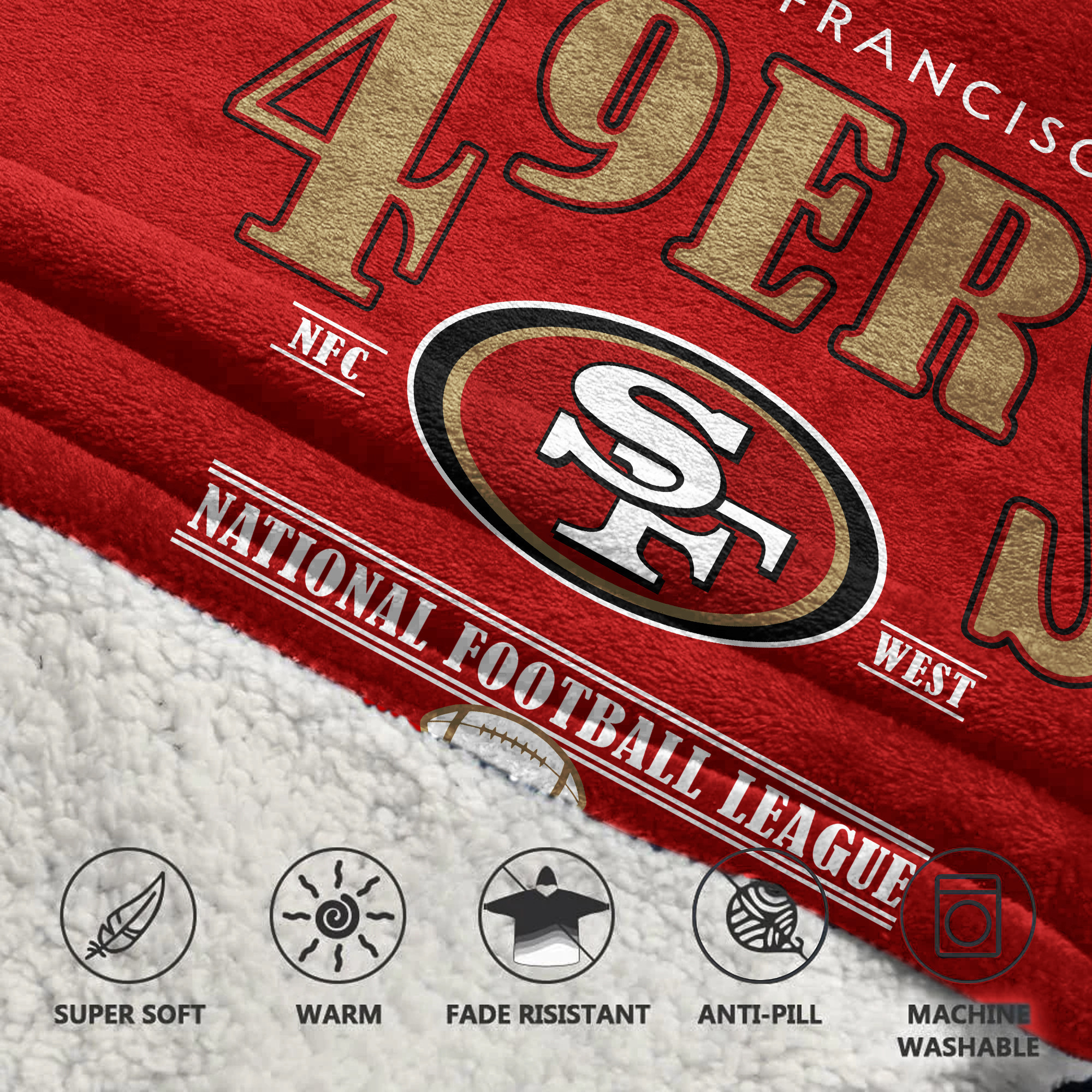 Adult 13 San Francisco 49ers Football Unisex Blanket Hoodie