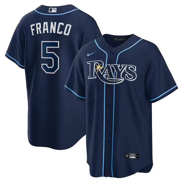 Men's Tampa Bay Rays #5 Wander Franco  Navy Cool Base Player Jersey
