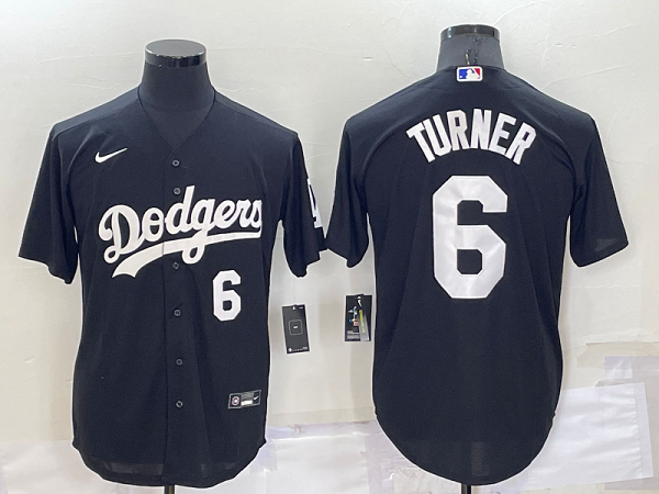 Men's  Los Angeles Dodgers #6 Trea Turner Black Stitched Cool Base MLB Jersey