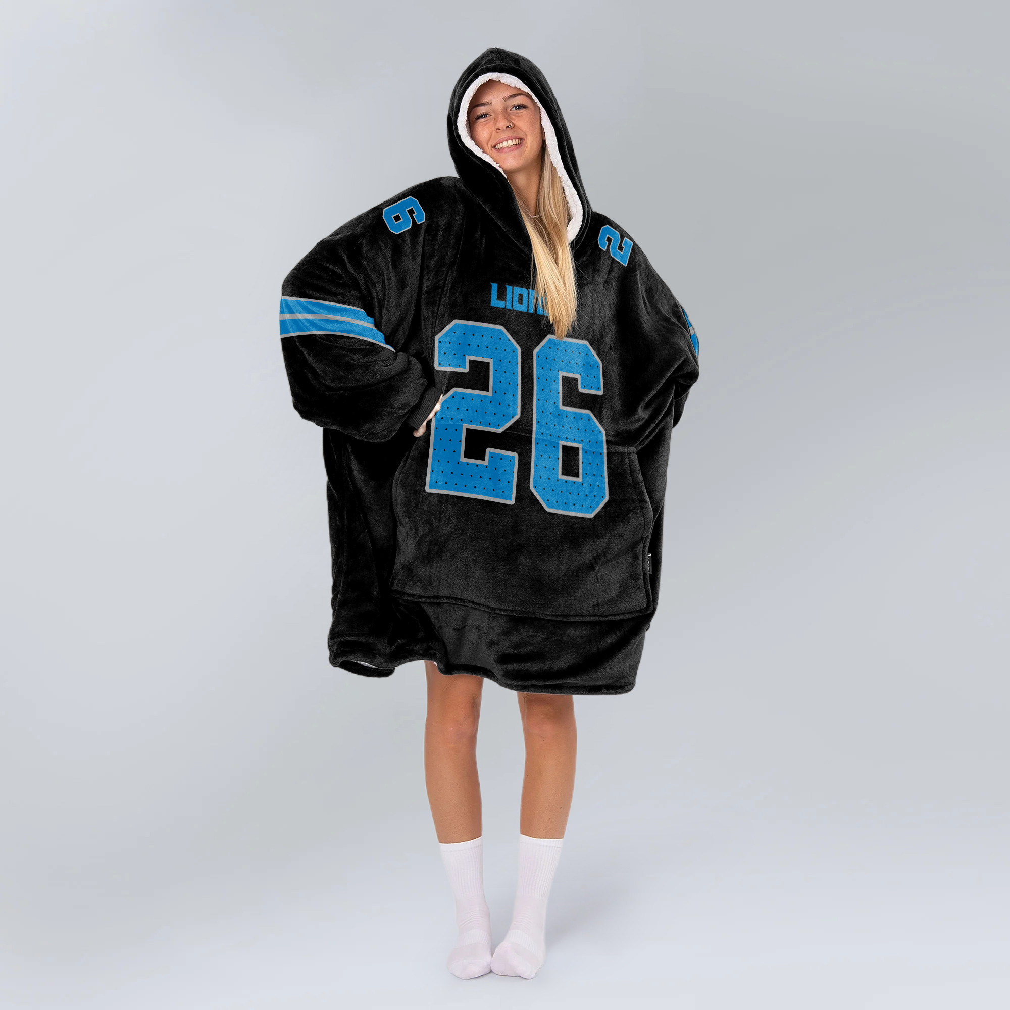 Adult Jah G 26 Detroit Lions Football Unisex Blanket Hoodie