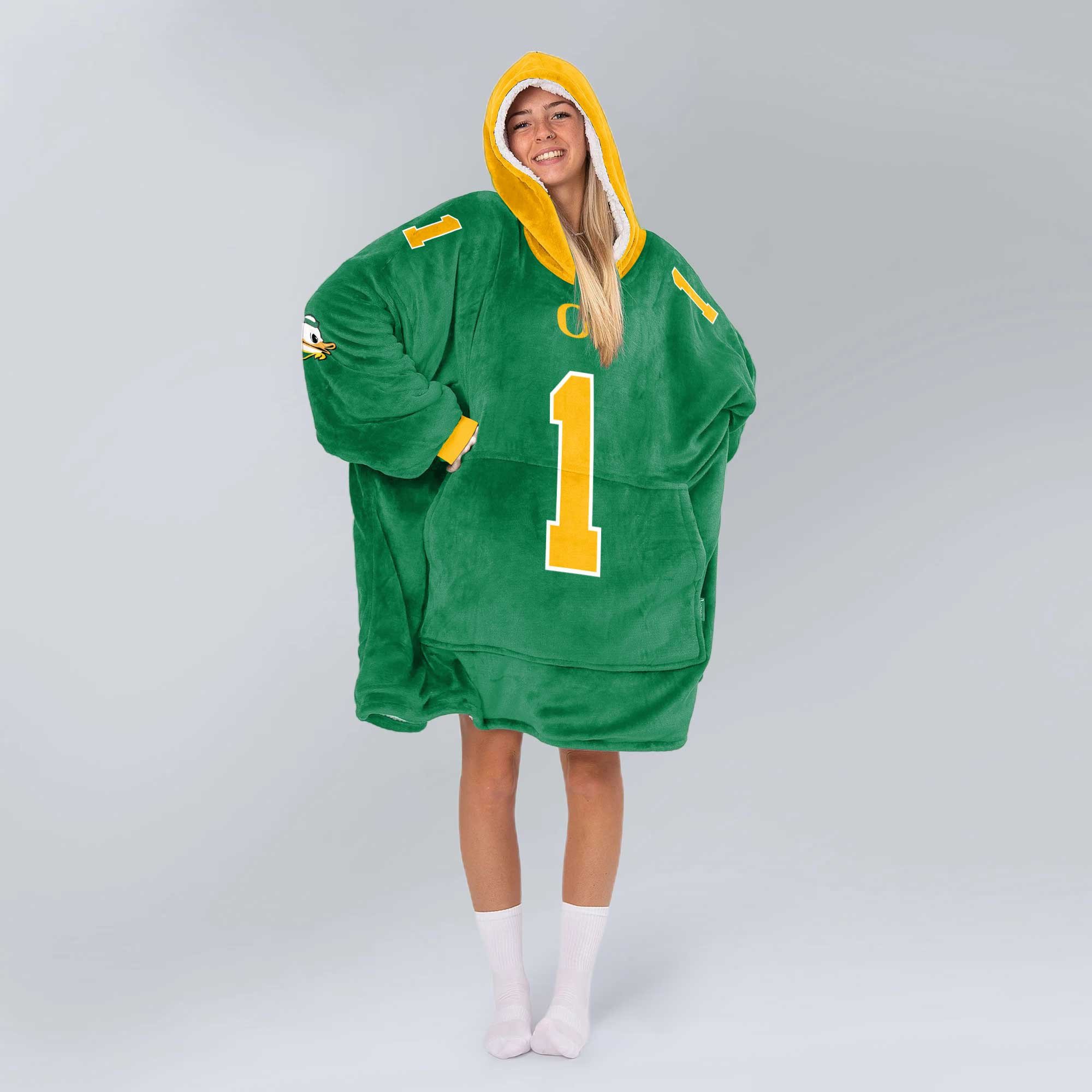 Adult 1 Oregon Football Unisex Blanket Hoodie