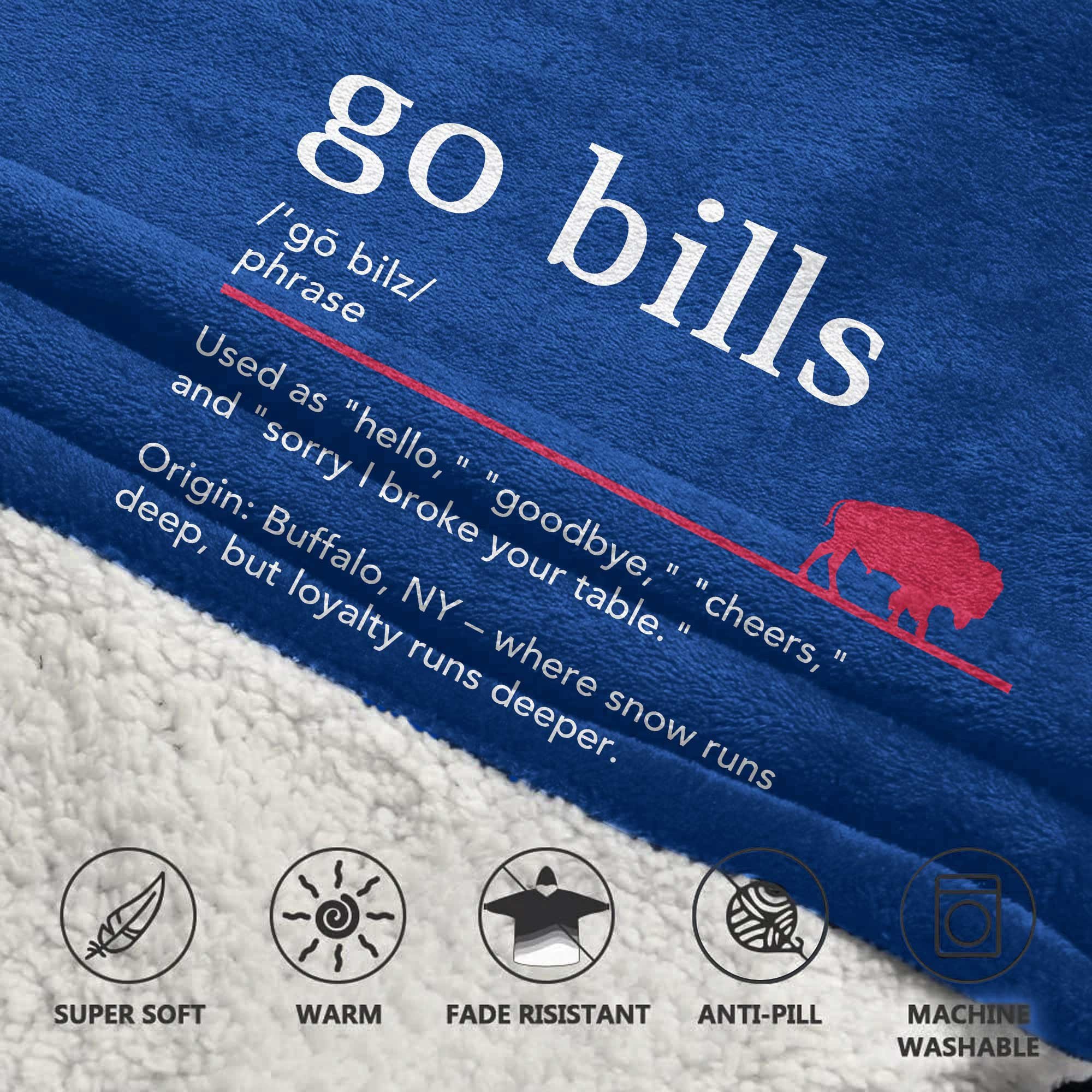 Adult 17 Buffalo Football Unisex Blanket Hoodie