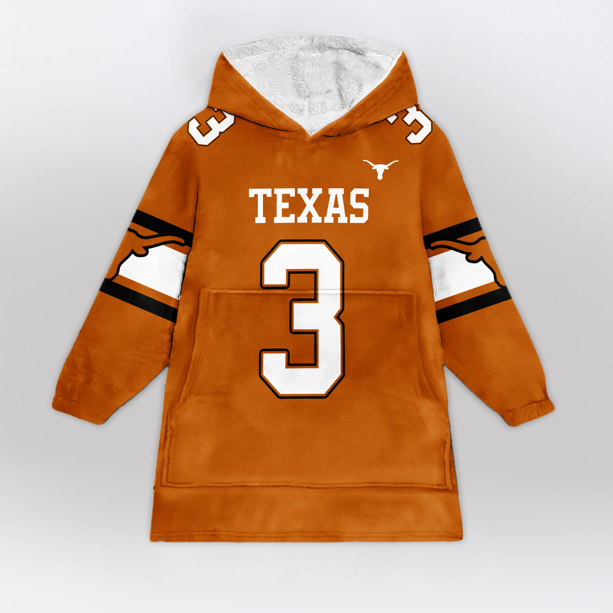 Adult 3 Texas Longhorns Football Unisex Blanket Hoodie