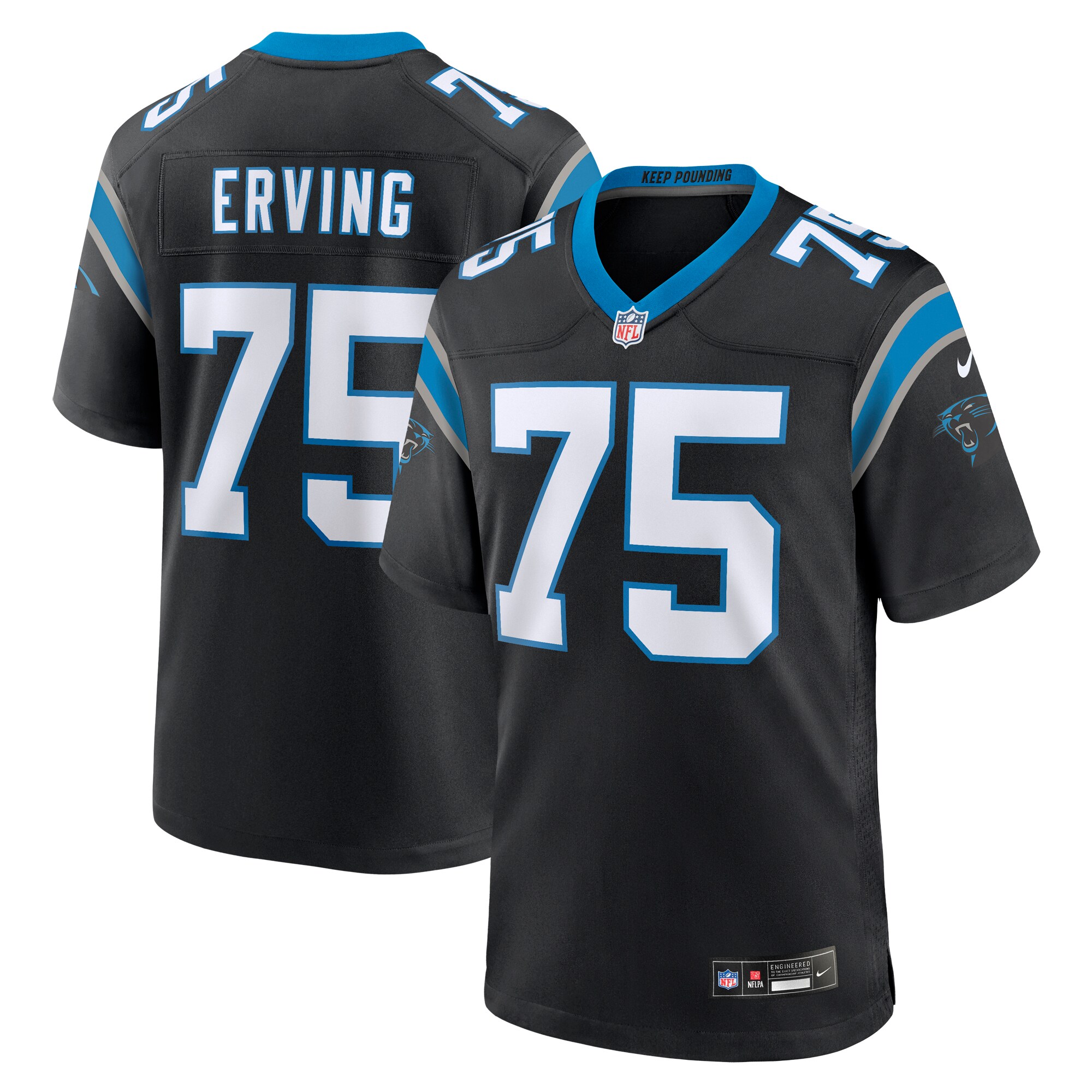 Cameron Erving Carolina Panthers  Team Game Jersey - Black