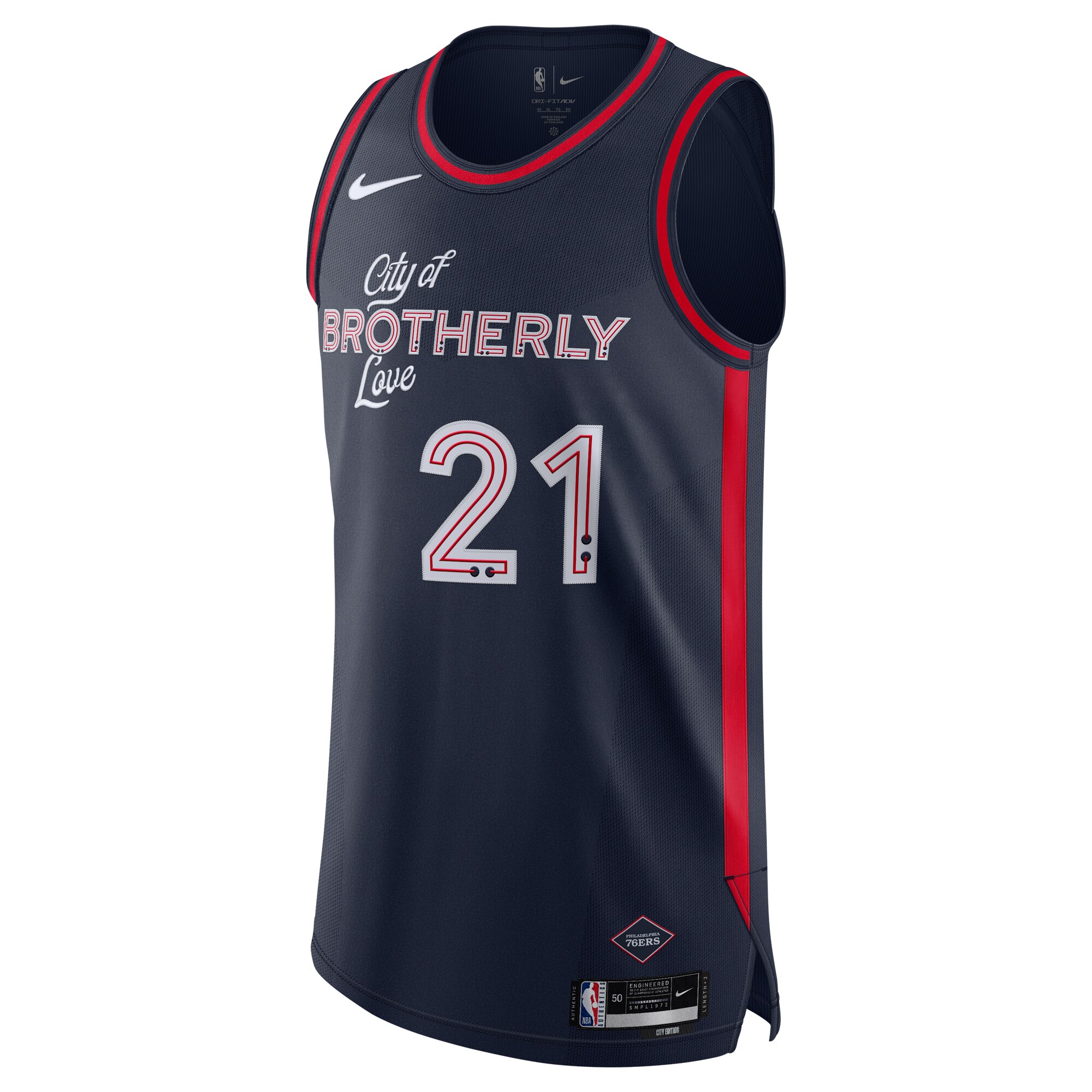 Men's Philadelphia 76ers Joel Embiid  Navy 2023/24 Authentic Jersey - City Edition
