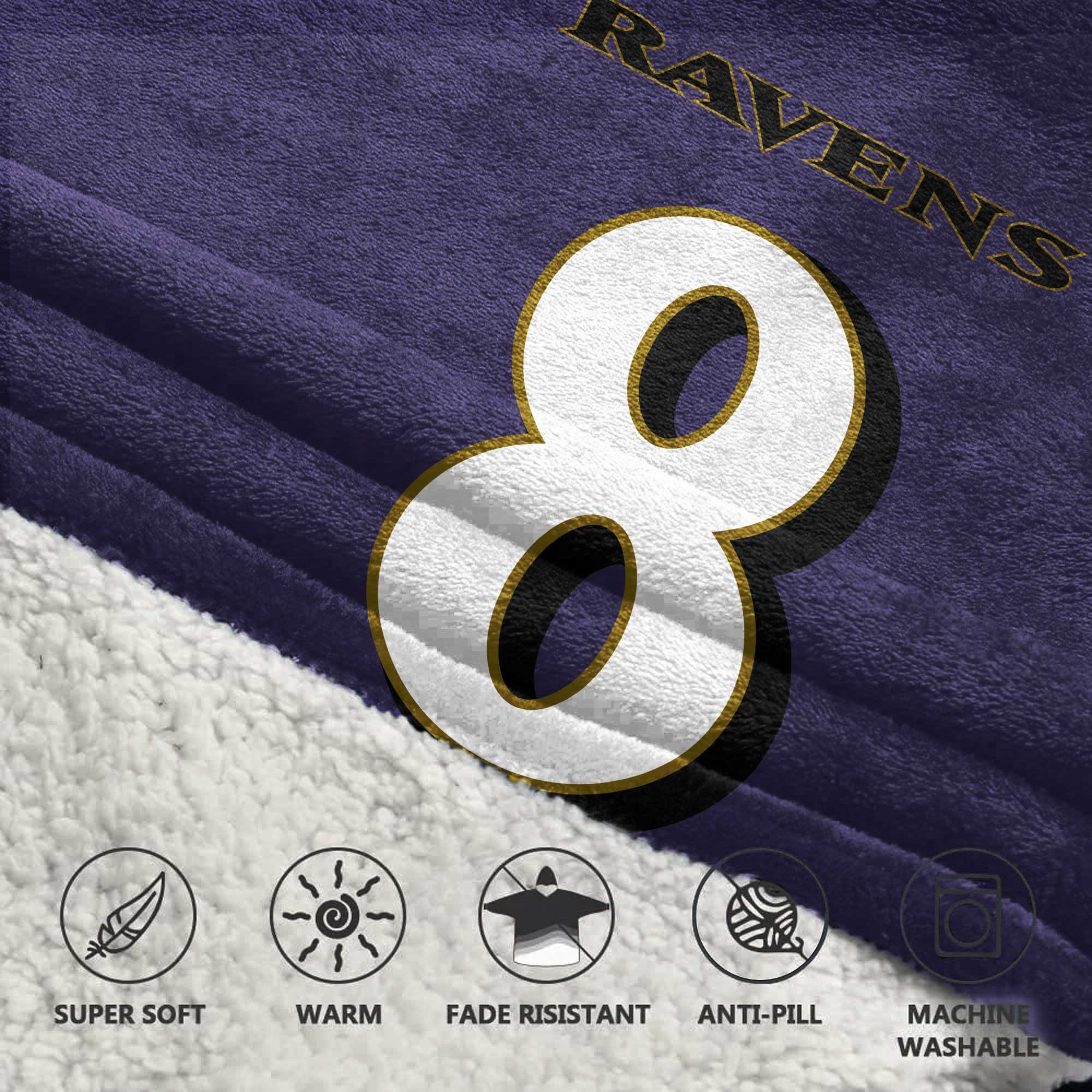 Adult L.J 8 Baltimore Football Unisex Blanket Hoodie