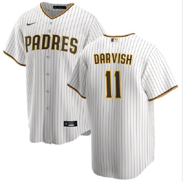 Men's  San Diego Padres #11 Yu Darvish White MLB Home Jersey