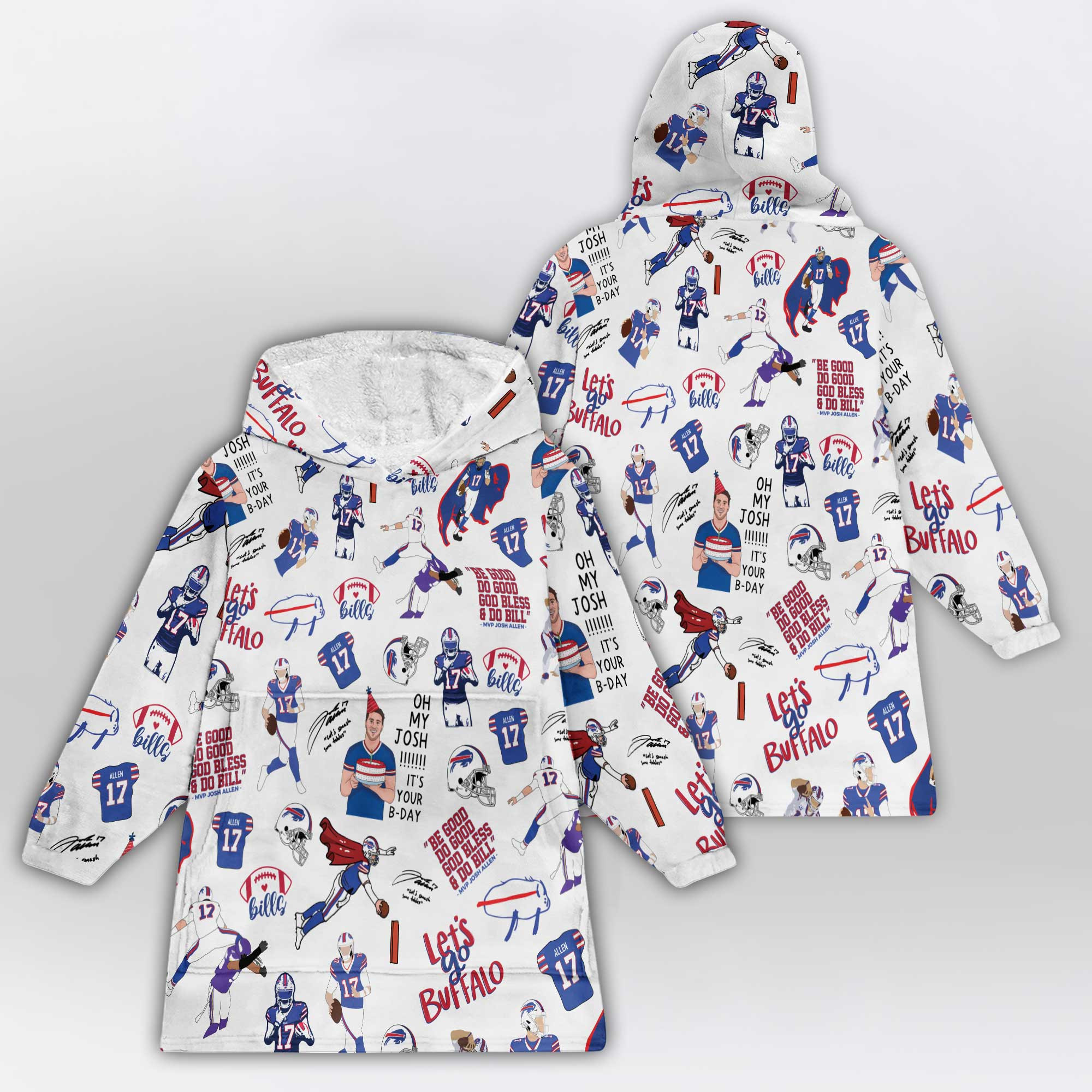 Pattern J.A 17 Buffalo Football Unisex Blanket Hoodie
