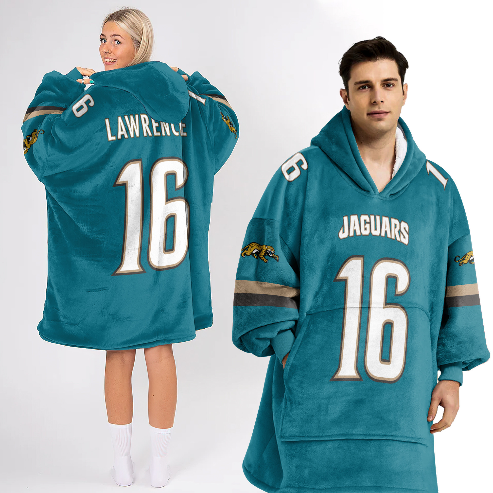 Adult TL 16 Jacksonville Jaguars Football Unisex Blanket Hoodie