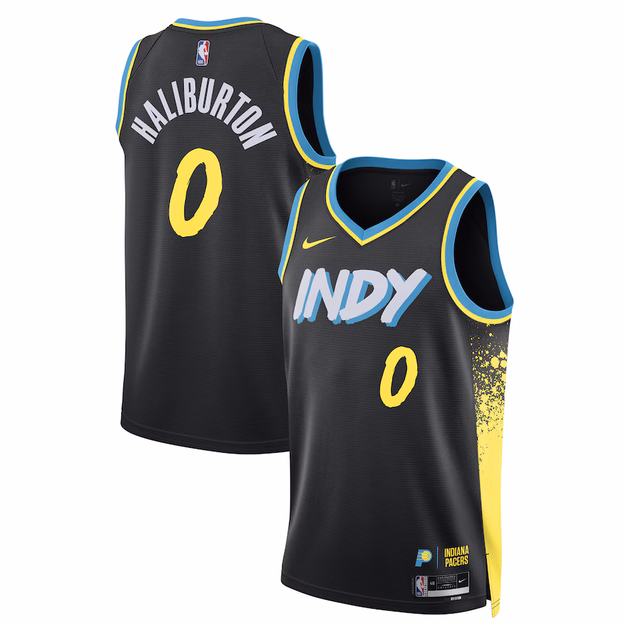 Unisex Indiana Pacers Tyrese Haliburton  Black 2023/24 Swingman Jersey - City Edition