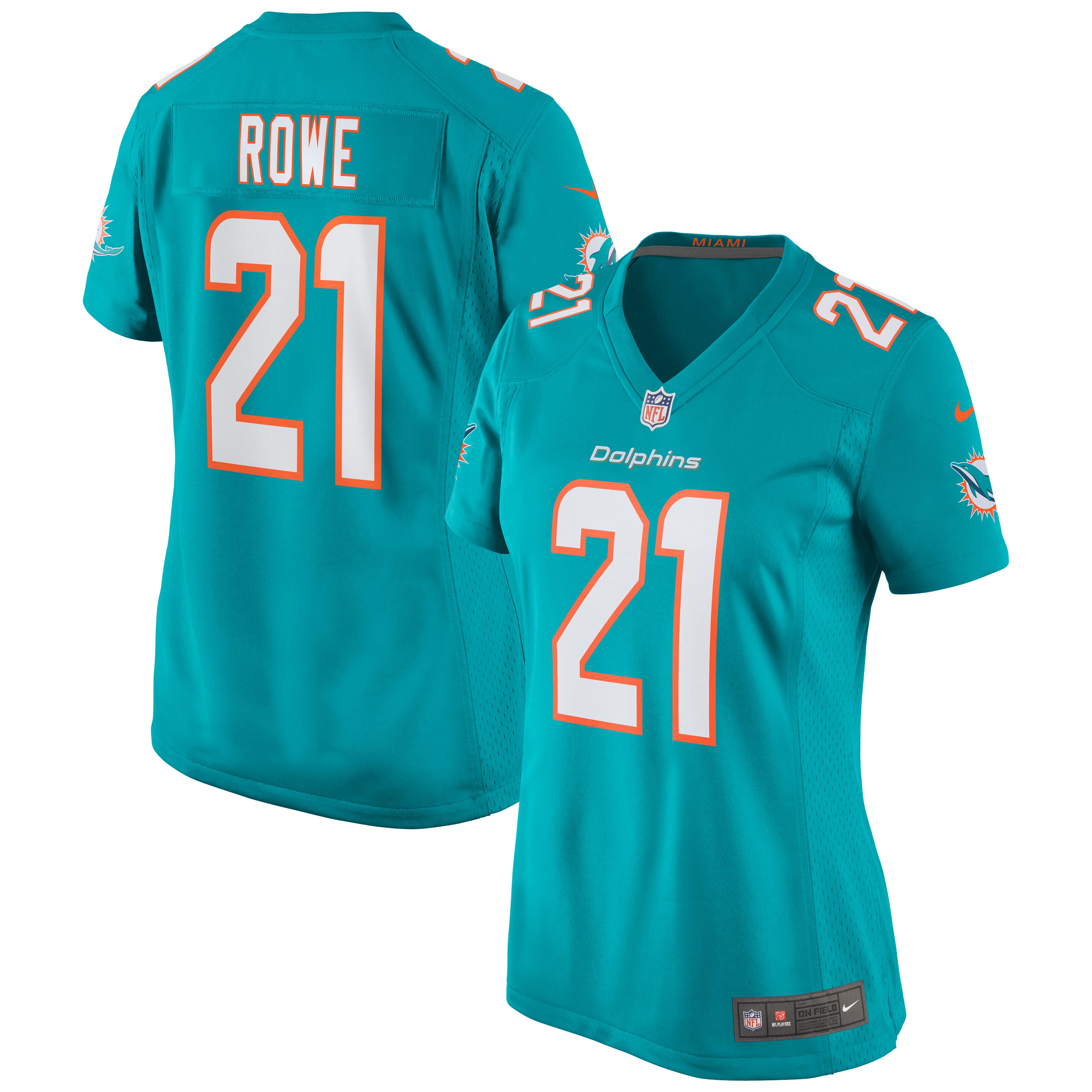 Eric Rowe Miami Dolphins  Women's Game Jersey - Aqua