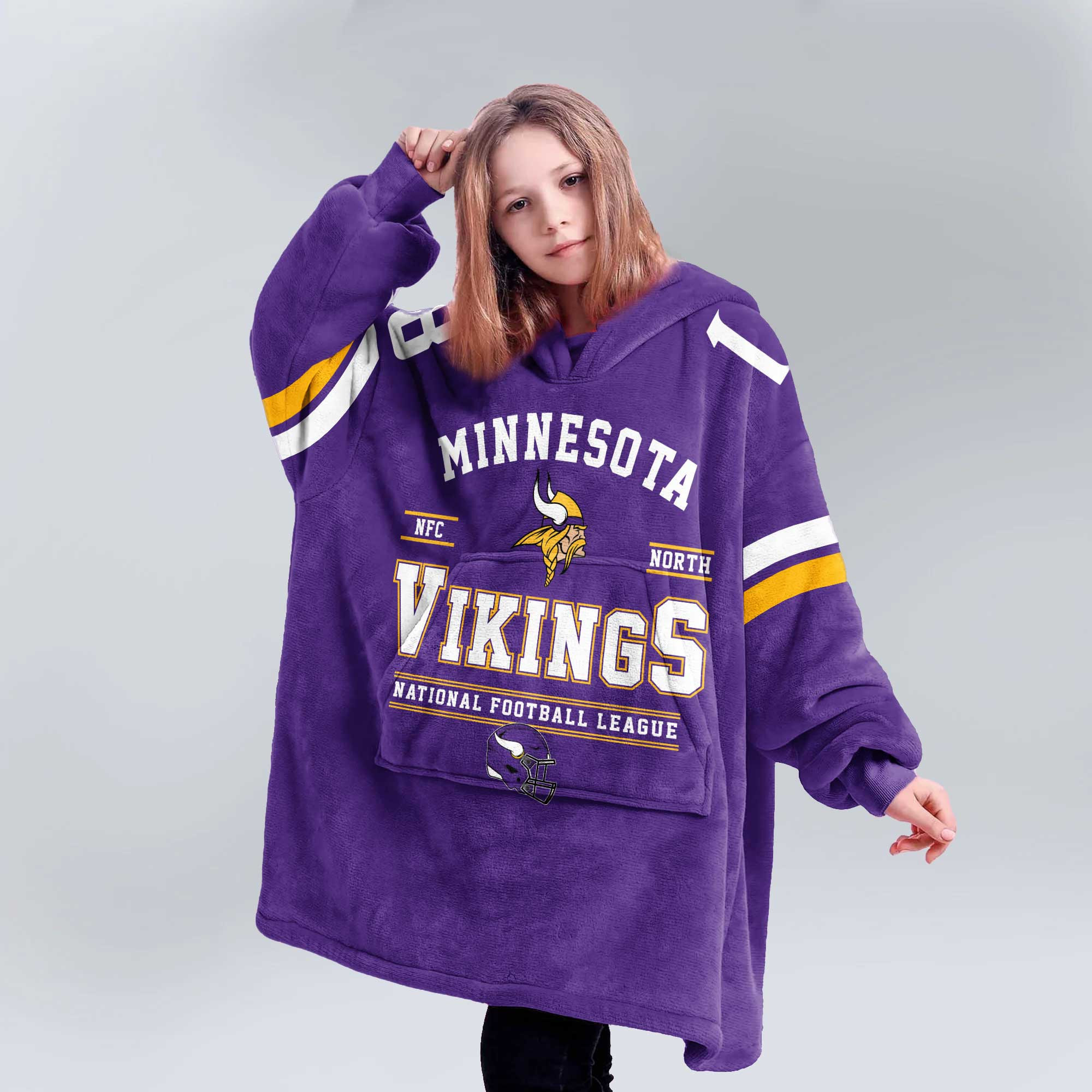 Adult JJ 18 Minnesota Football Unisex Blanket Hoodie
