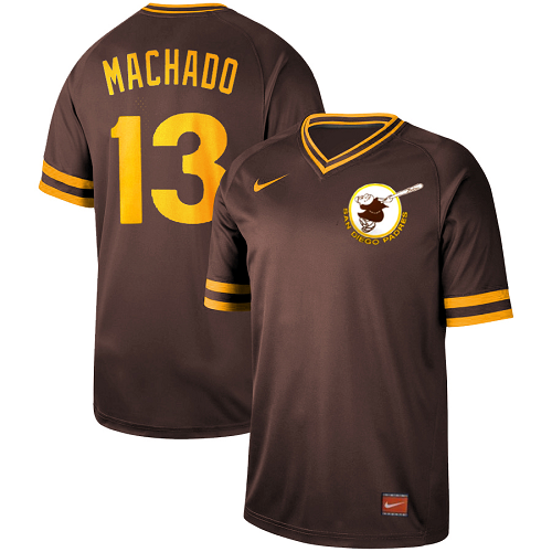 Men's  San Diego Padres #13 Manny Machado Cooperstown Collection Legend V-Neck Jersey