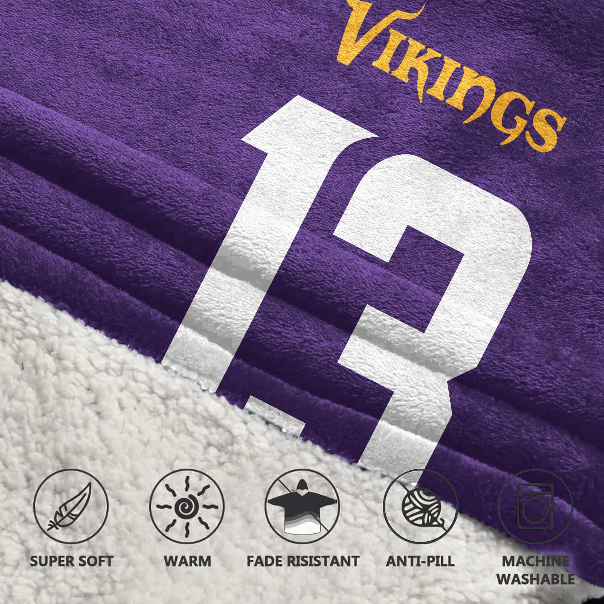 Adult 13 Minnesota Football Unisex Blanket Hoodie