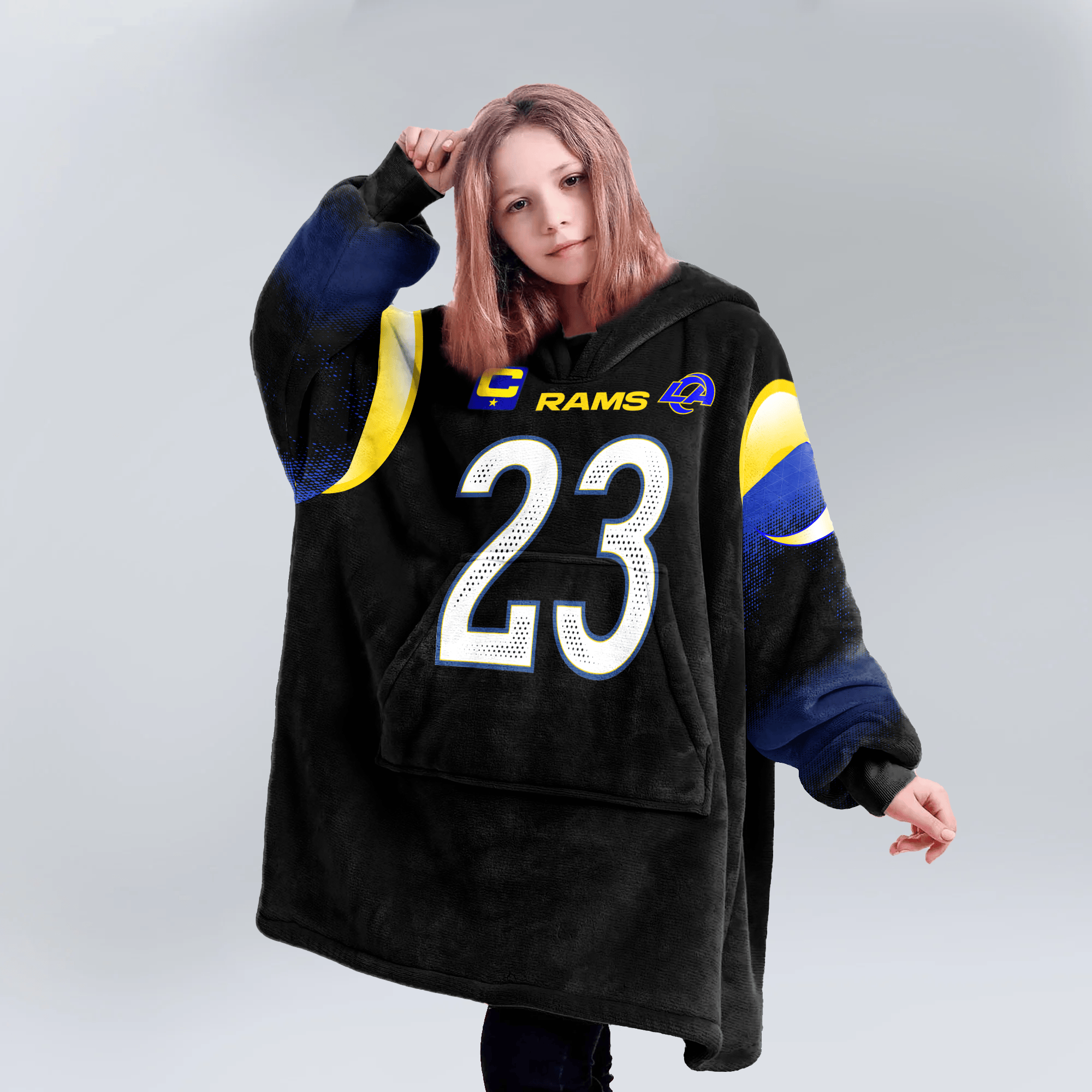 Kid K.W 23 Captain Los Angeles R Football Unisex Blanket Hoodie
