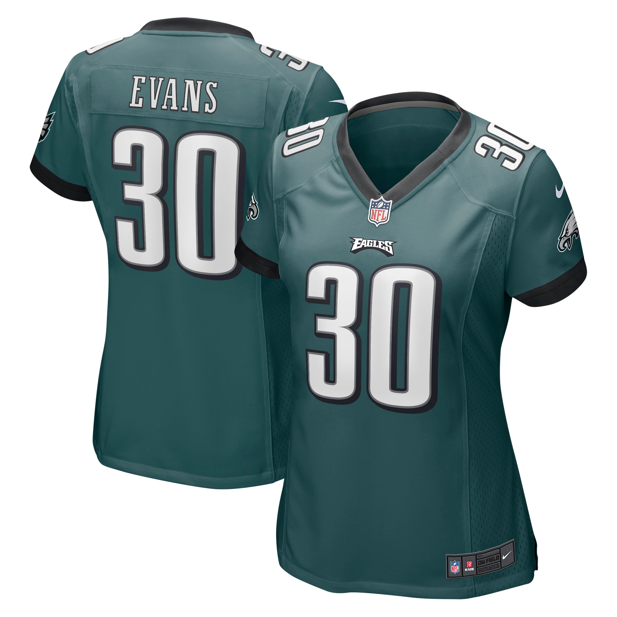 Justin Evans Philadelphia Eagles  Women's Game Player Jersey - Midnight Green