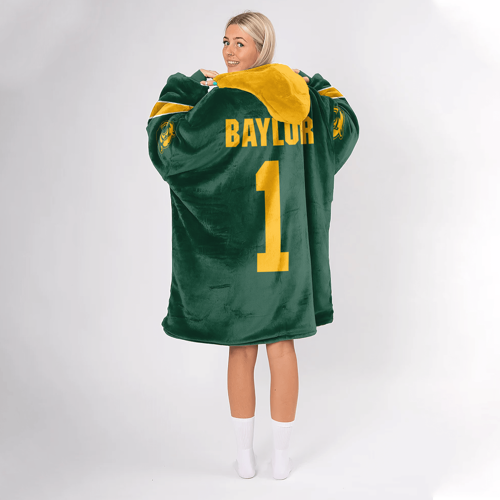 Adult #1 Baylor Football Unisex Blanket Hoodie