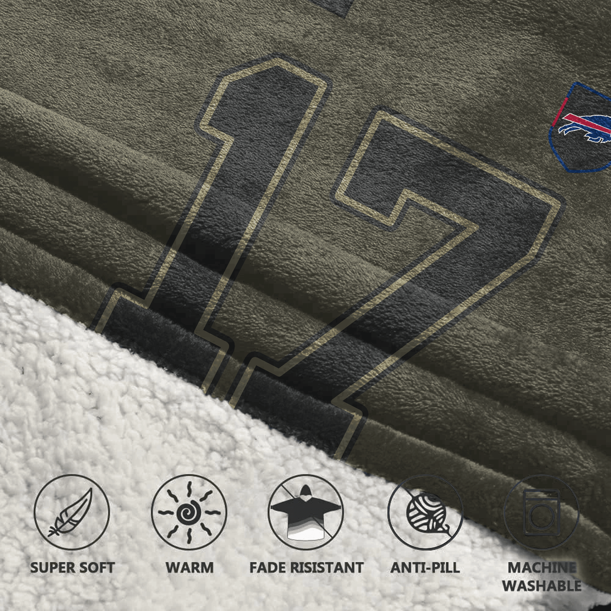 Adult J.A 17 Buffalo Football Blanket Hoodie – Olive Salute to Service