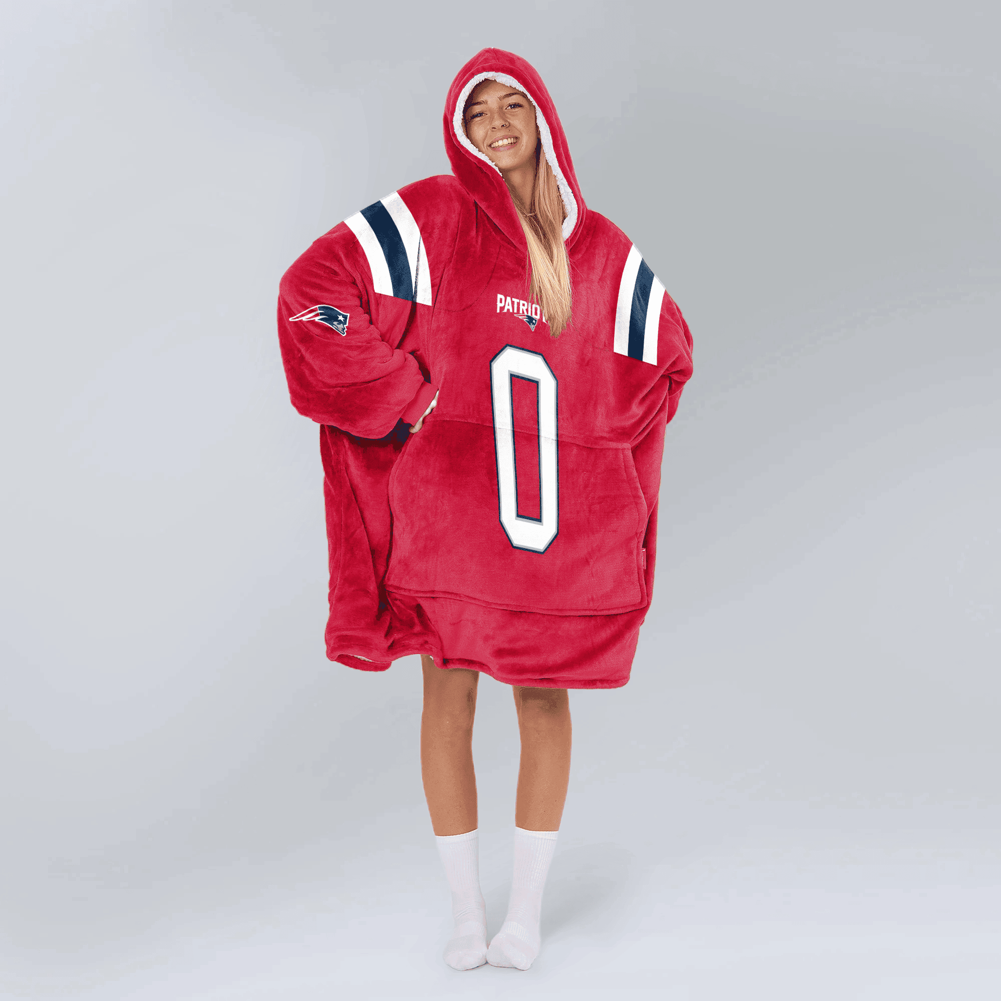 Adult 0 New England Football Unisex Blanket Hoodie