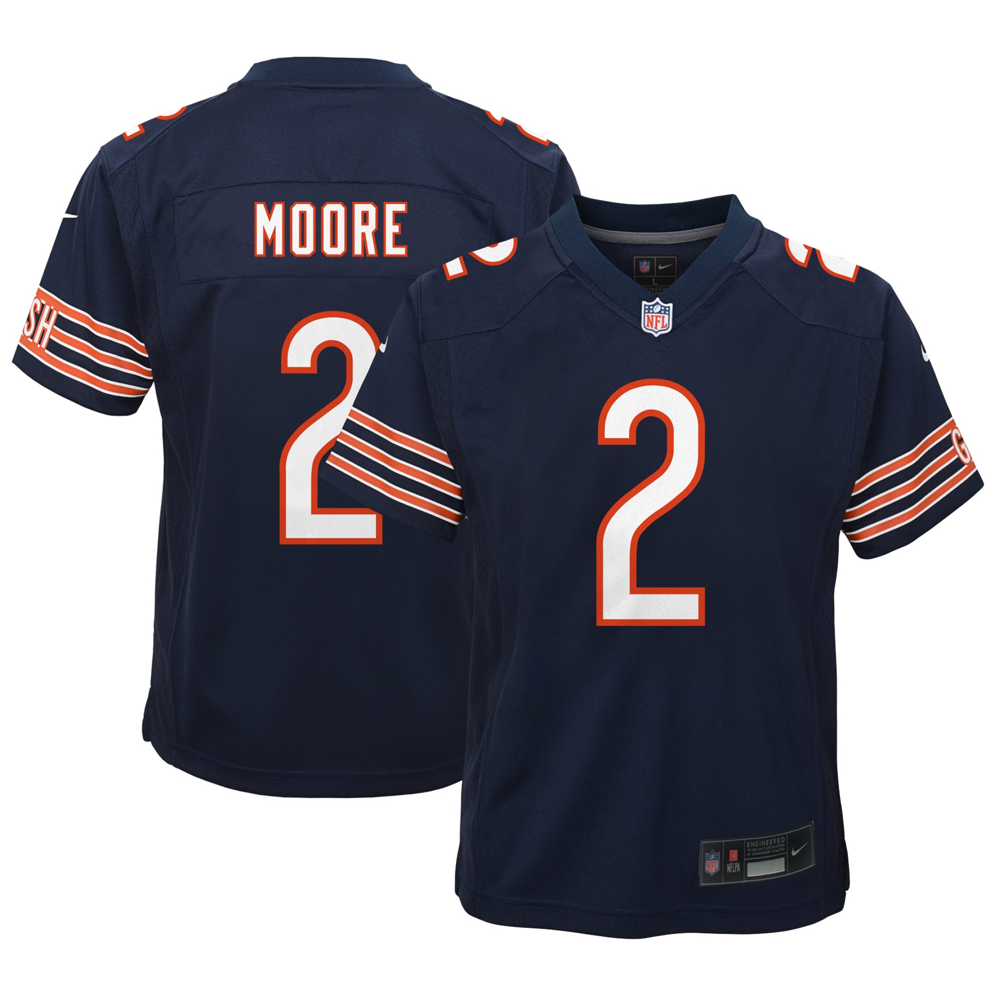 D.J. Moore Chicago Bears  Youth Game Jersey - Navy