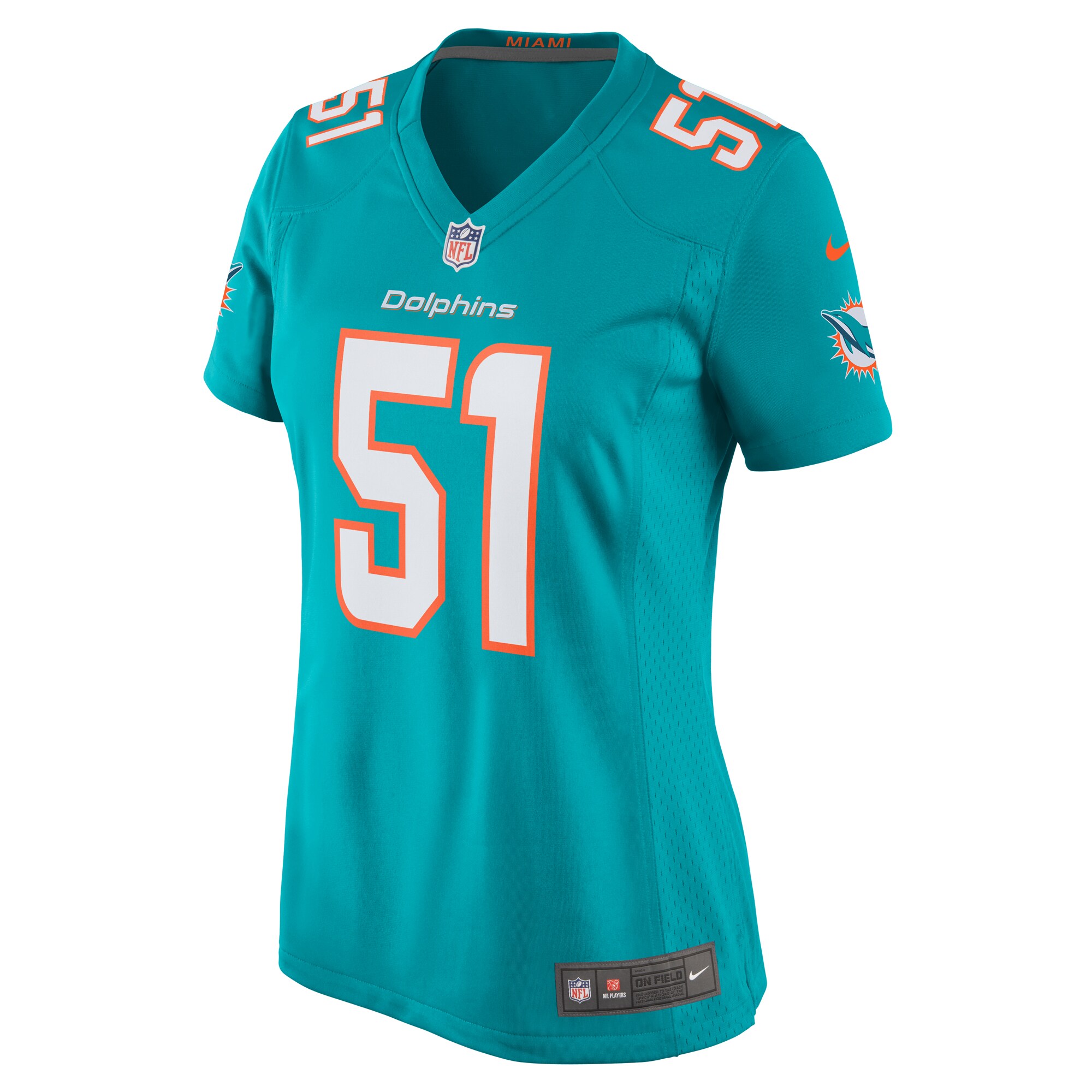 David Long Jr. Miami Dolphins Women's Game Jersey - Aqua
