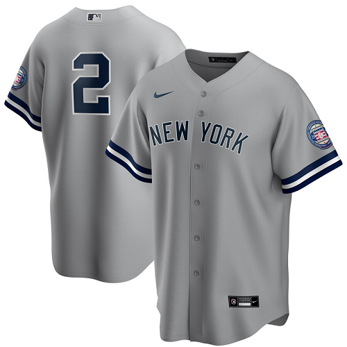 Men's  New York Yankees A#2 Derek Jeter Gray 2020 Hall of Fame Induction MLB Jersey