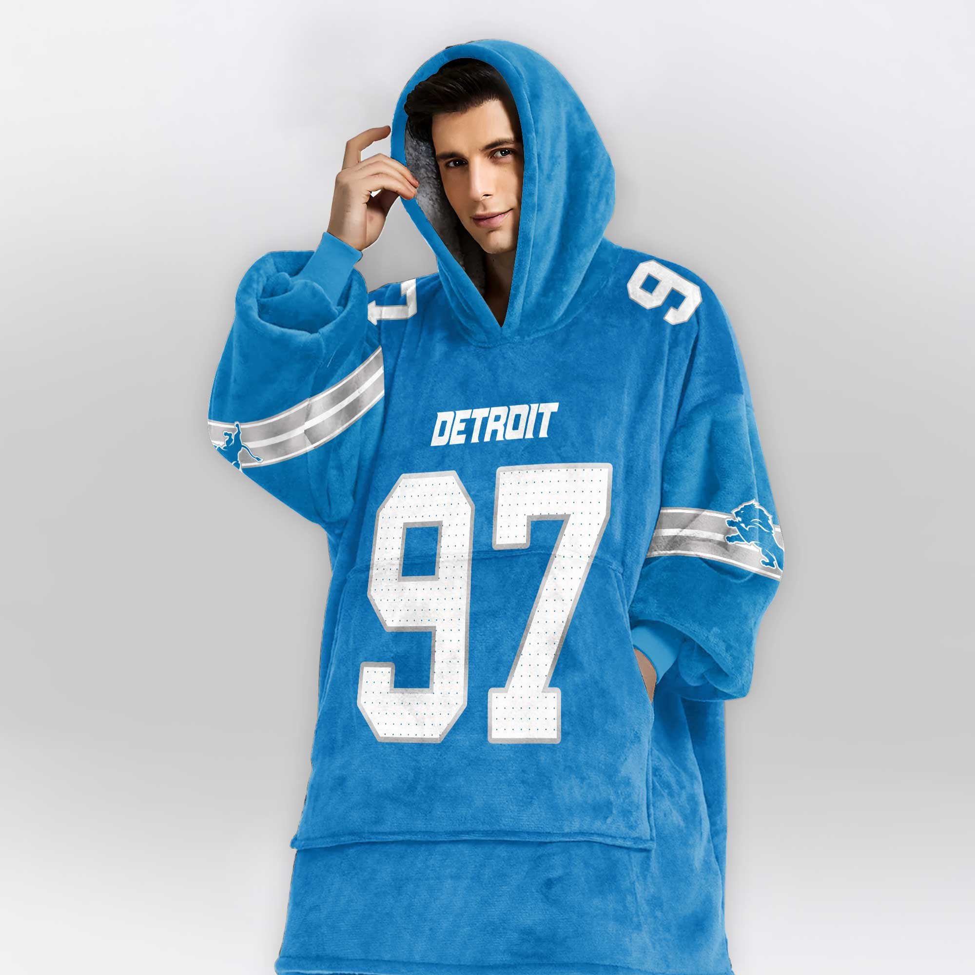 Adult 97 Detroit Football Unisex Blanket Hoodie