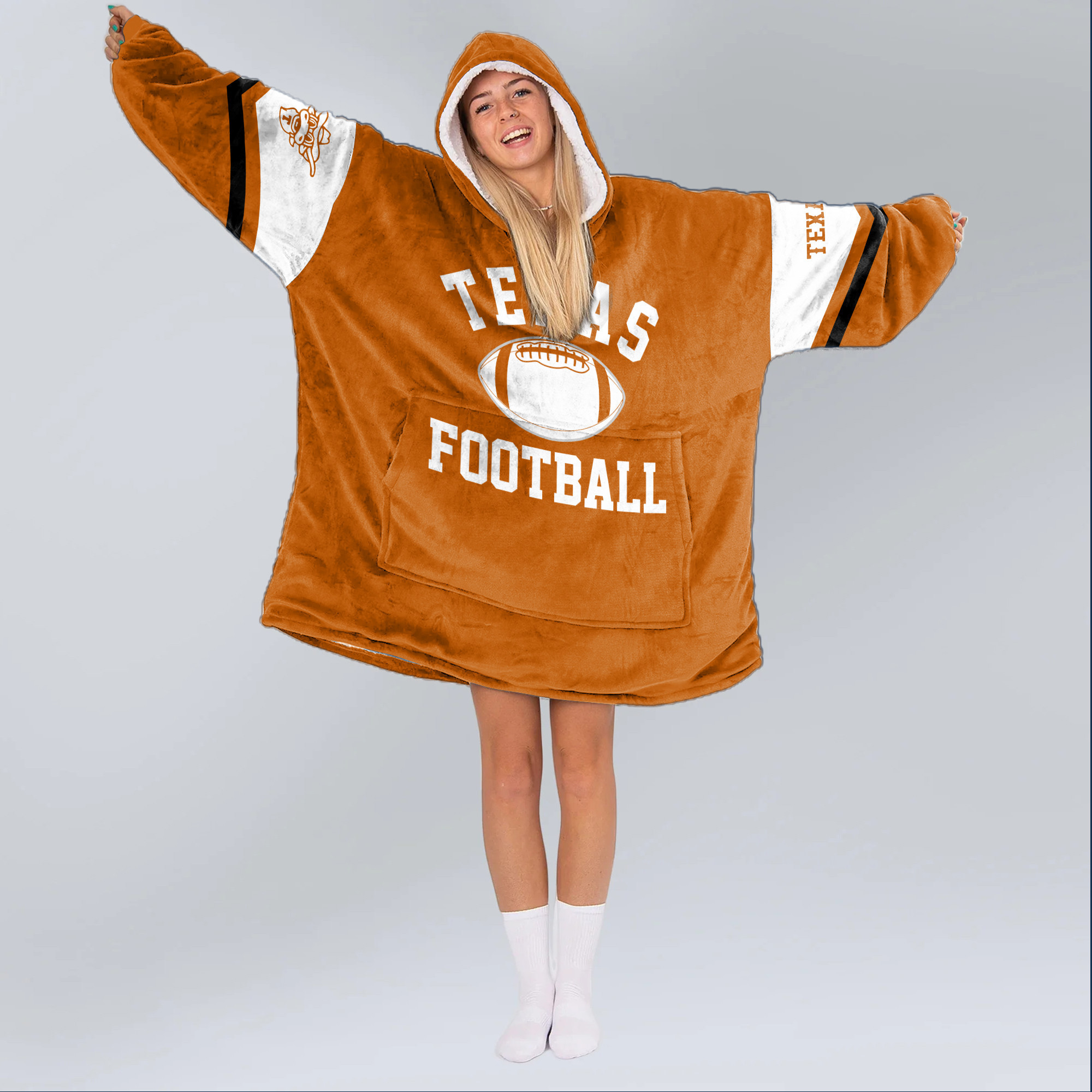 Adult Texas Longhorns Football Unisex Blanket Hoodie
