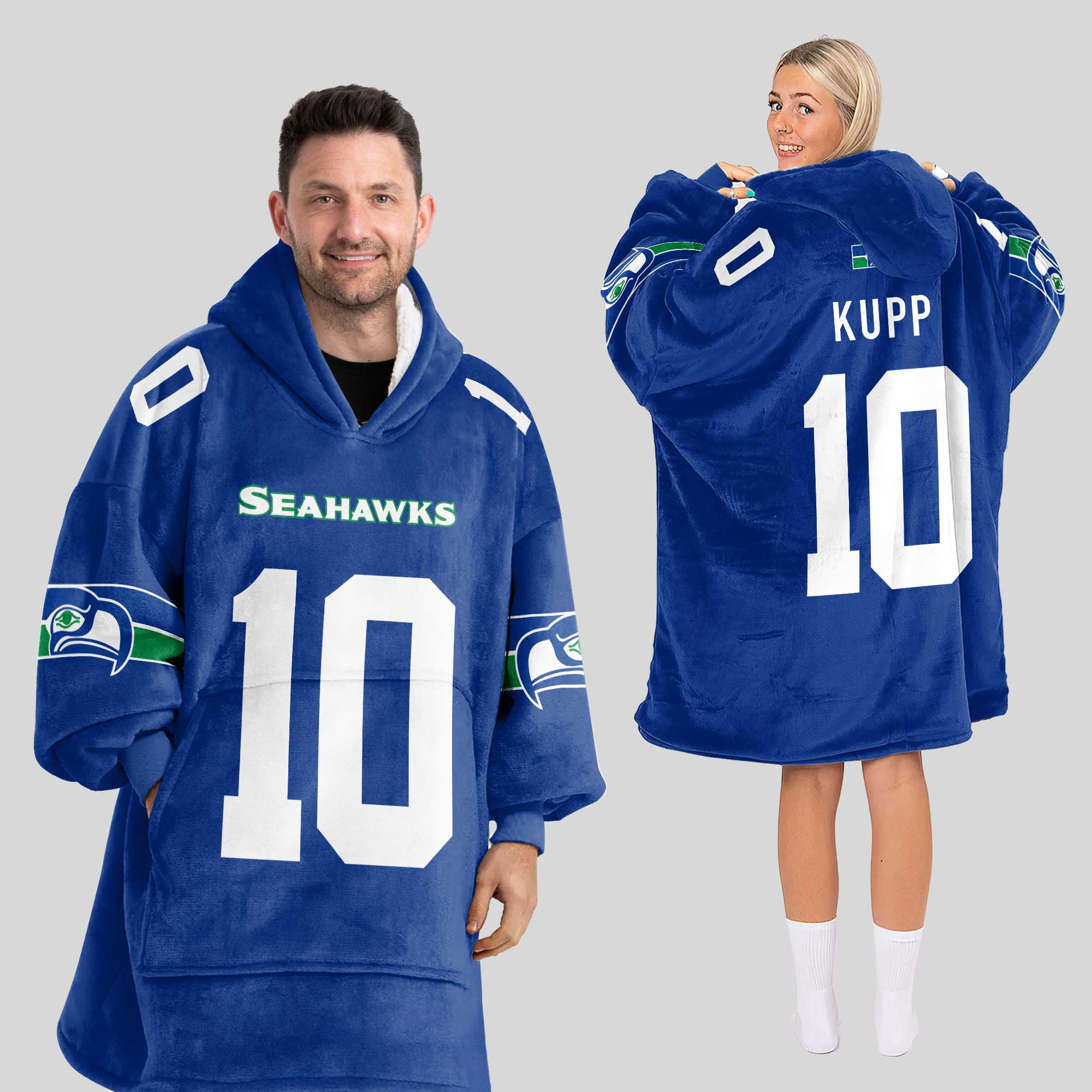Adult 10 Seattle Football Unisex Blanket Hoodie
