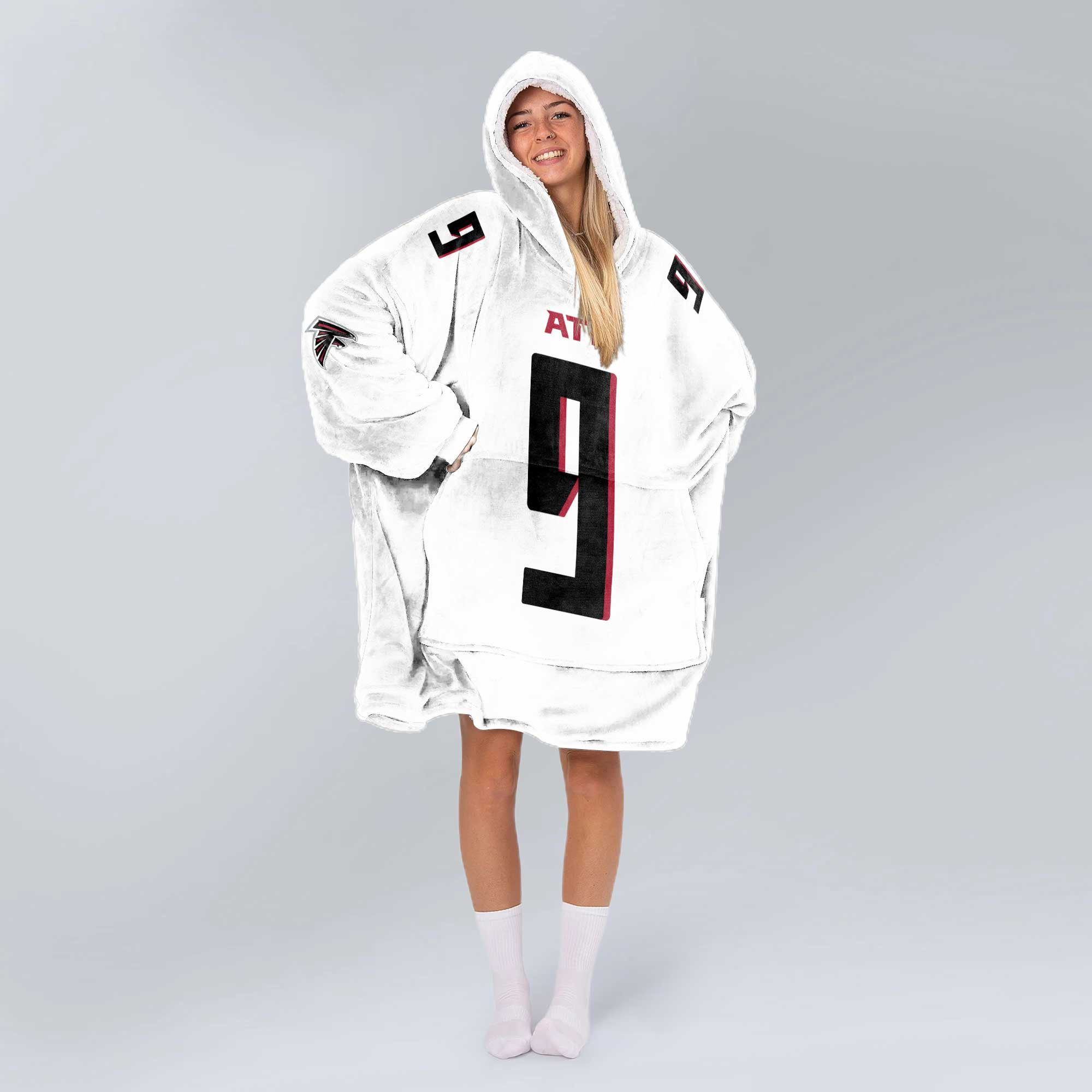 Adult 9 Atlanta Football Unisex Blanket Hoodie