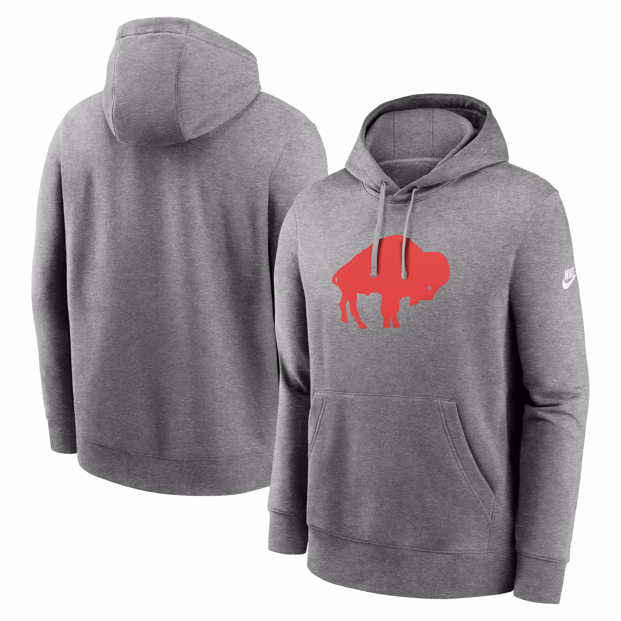 Buffalo Bills Rewind Club Logo Pullover Hoodie - Heather Gray