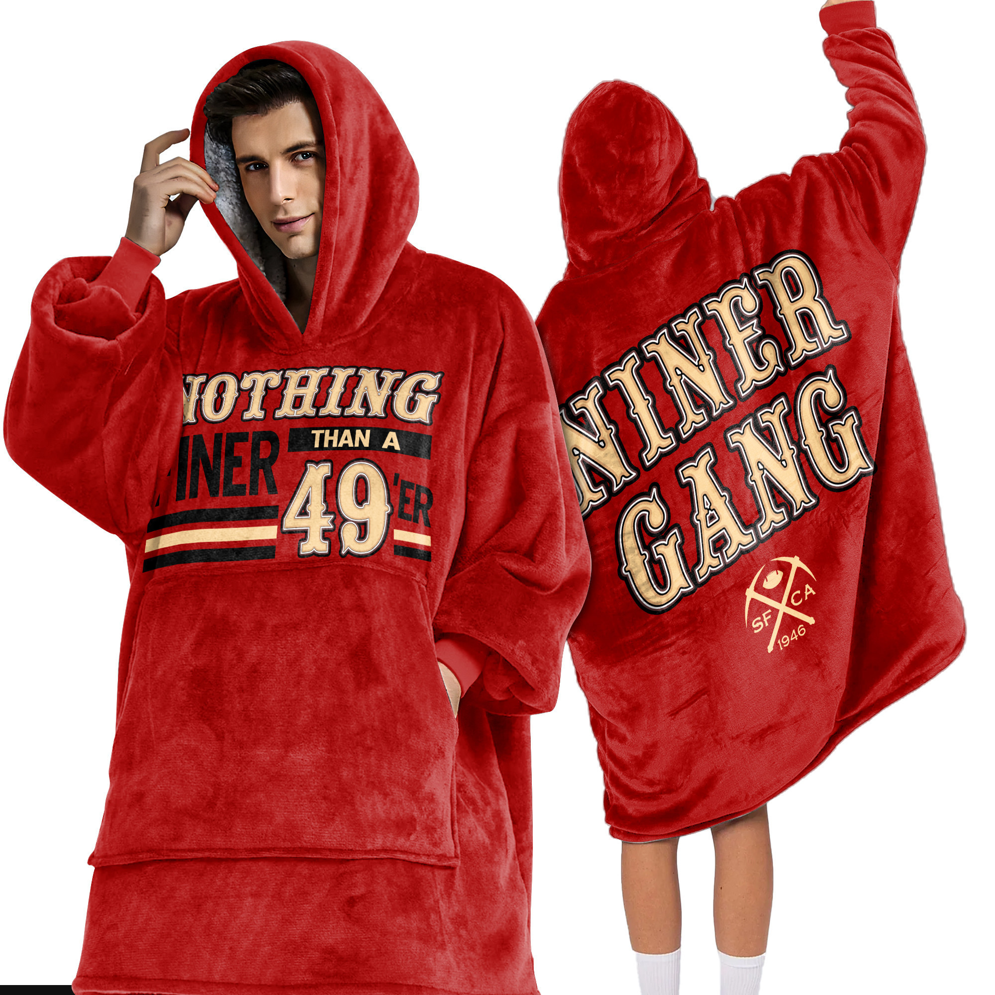 Adult San Francisco 49ers Football Unisex Blanket Hoodie