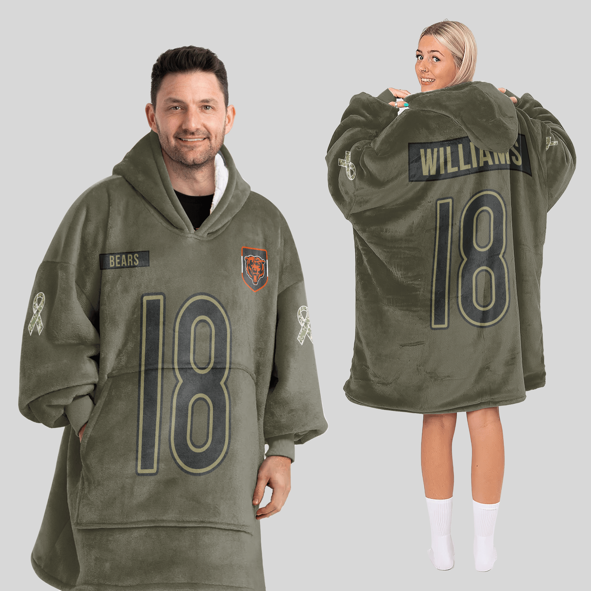 Adult C.W 18 Captain Chicago Football Unisex Blanket Hoodie