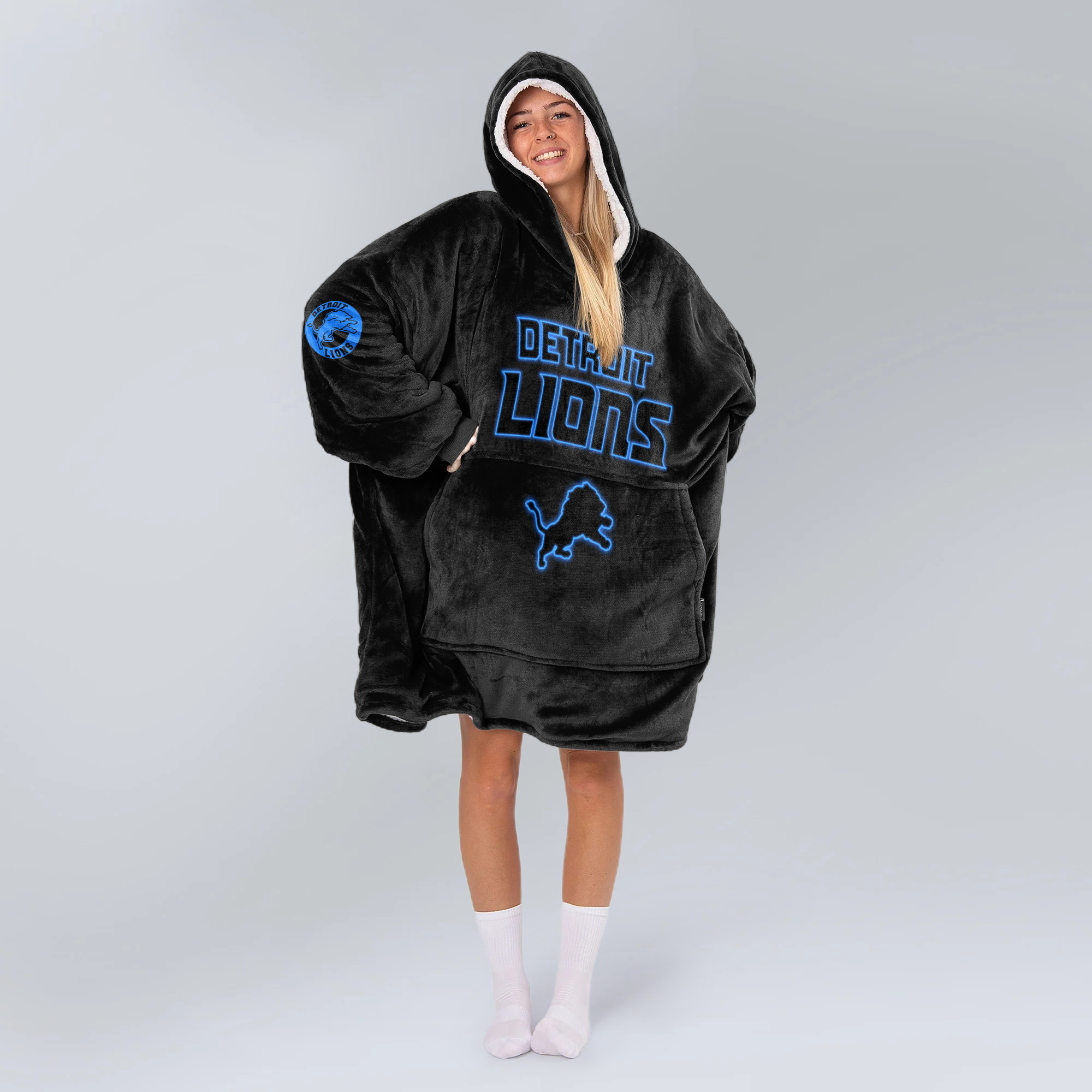 Adult Detroit Lions Football Unisex Blanket Hoodie