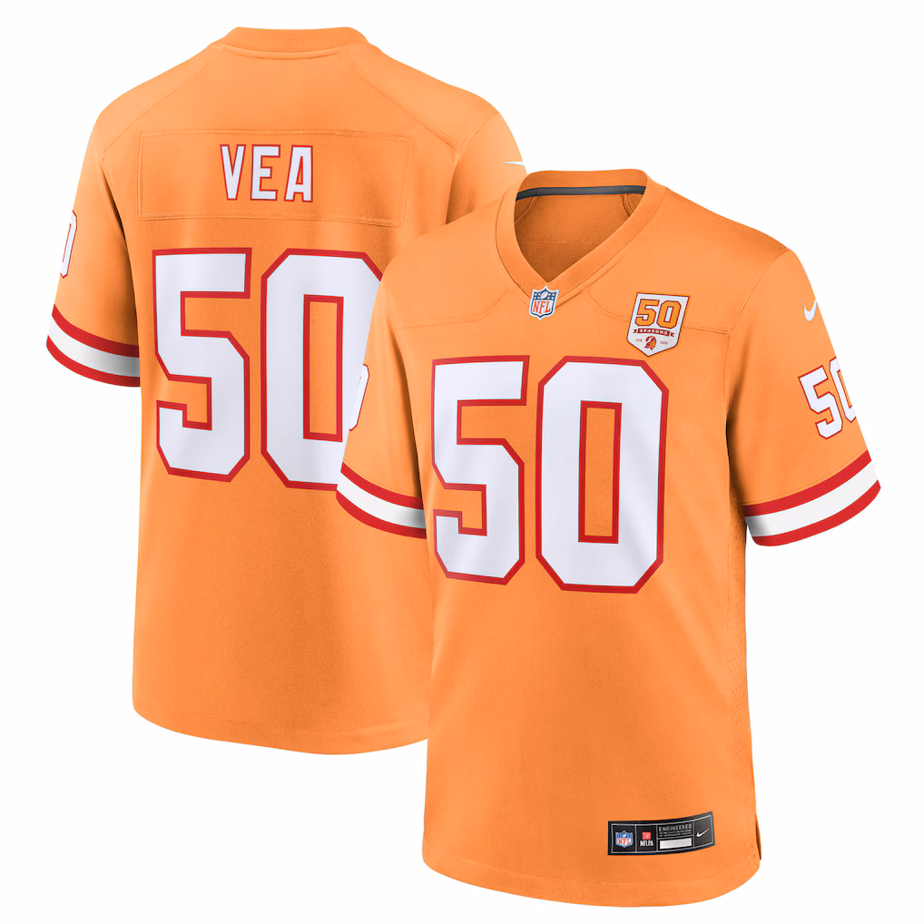 Vita Vea #50 Tampa Bay Buccaneers 50th Season Game Jersey - Creamsicle