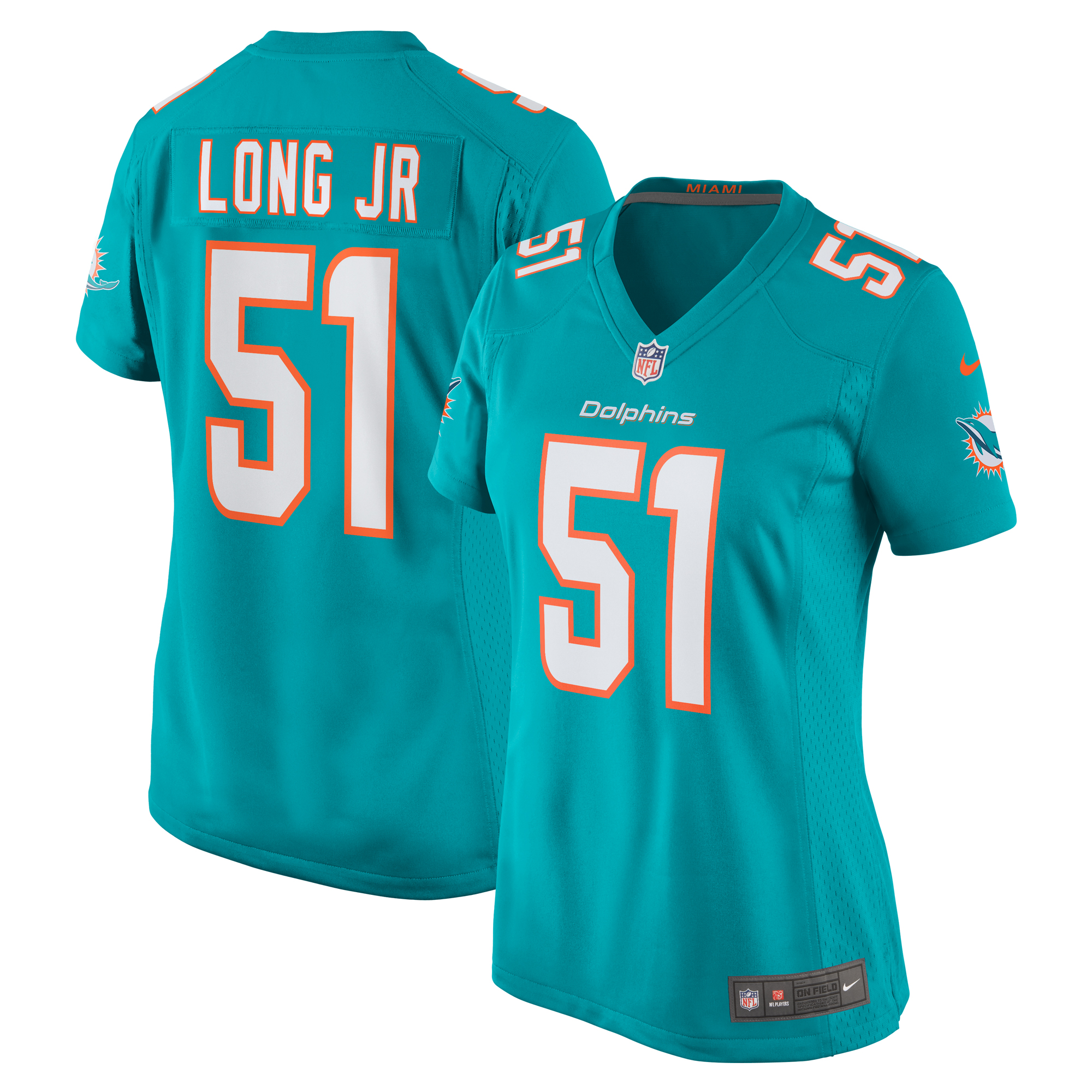 David Long Jr. Miami Dolphins Women's Game Jersey - Aqua