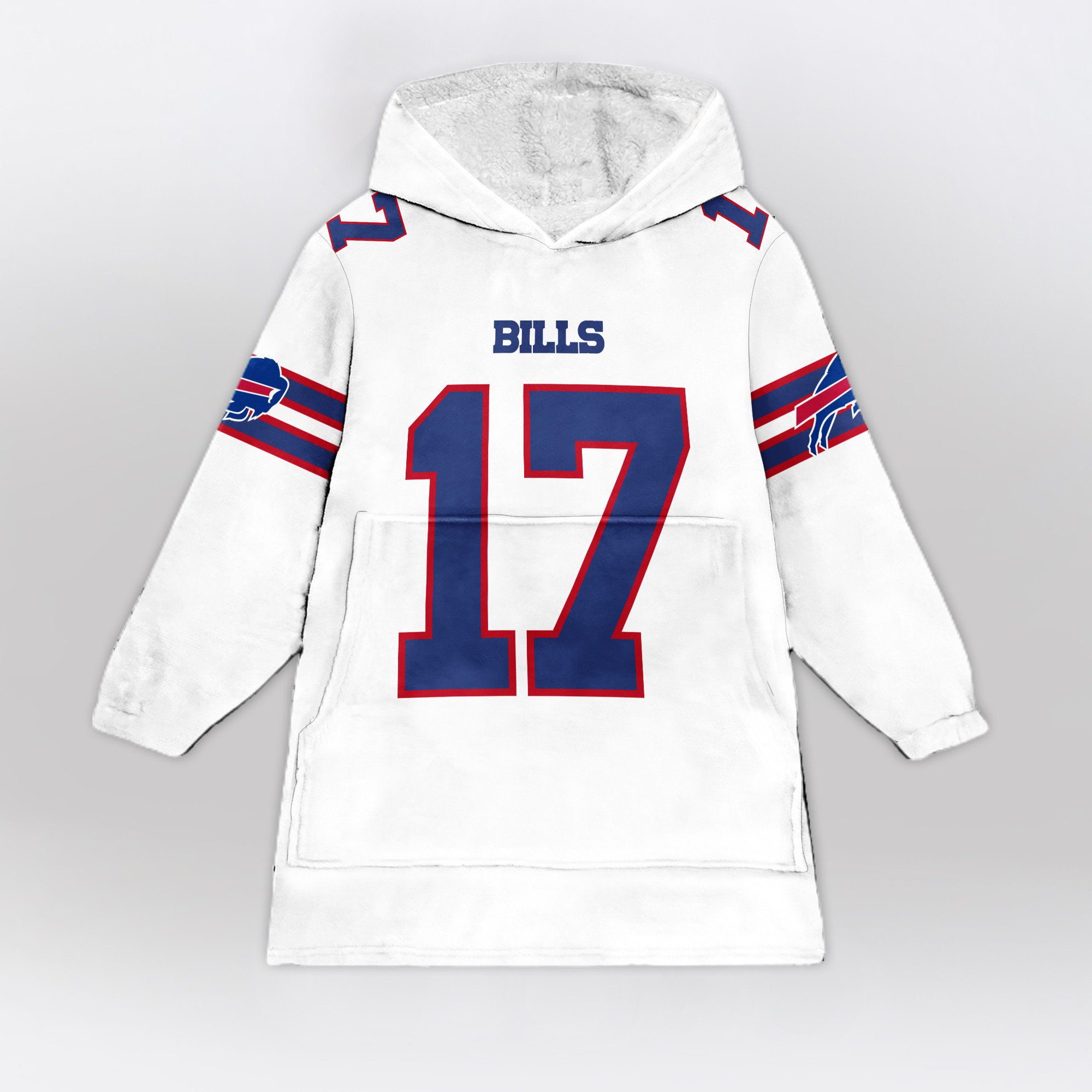 Adult 17 Buffalo Football Unisex Blanket Hoodie